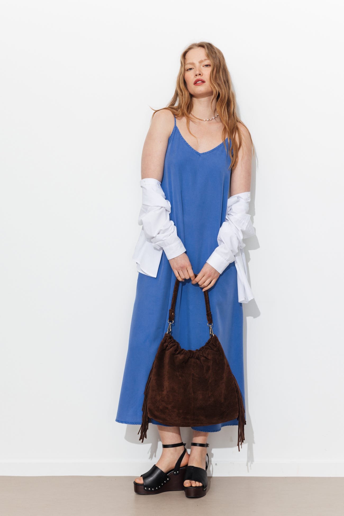 Robe longue unie en lyocell