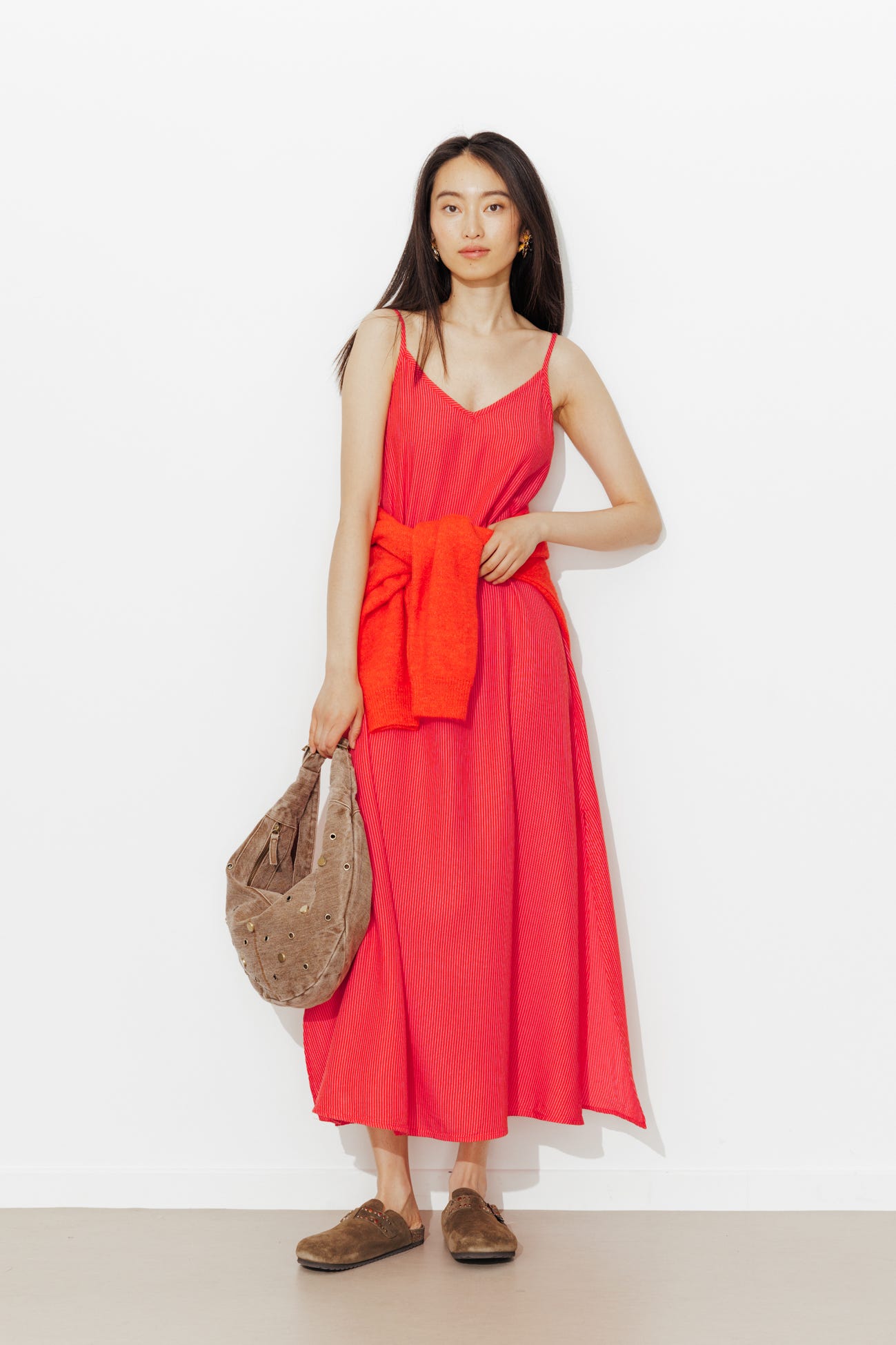 Robe longue à rayures Femme