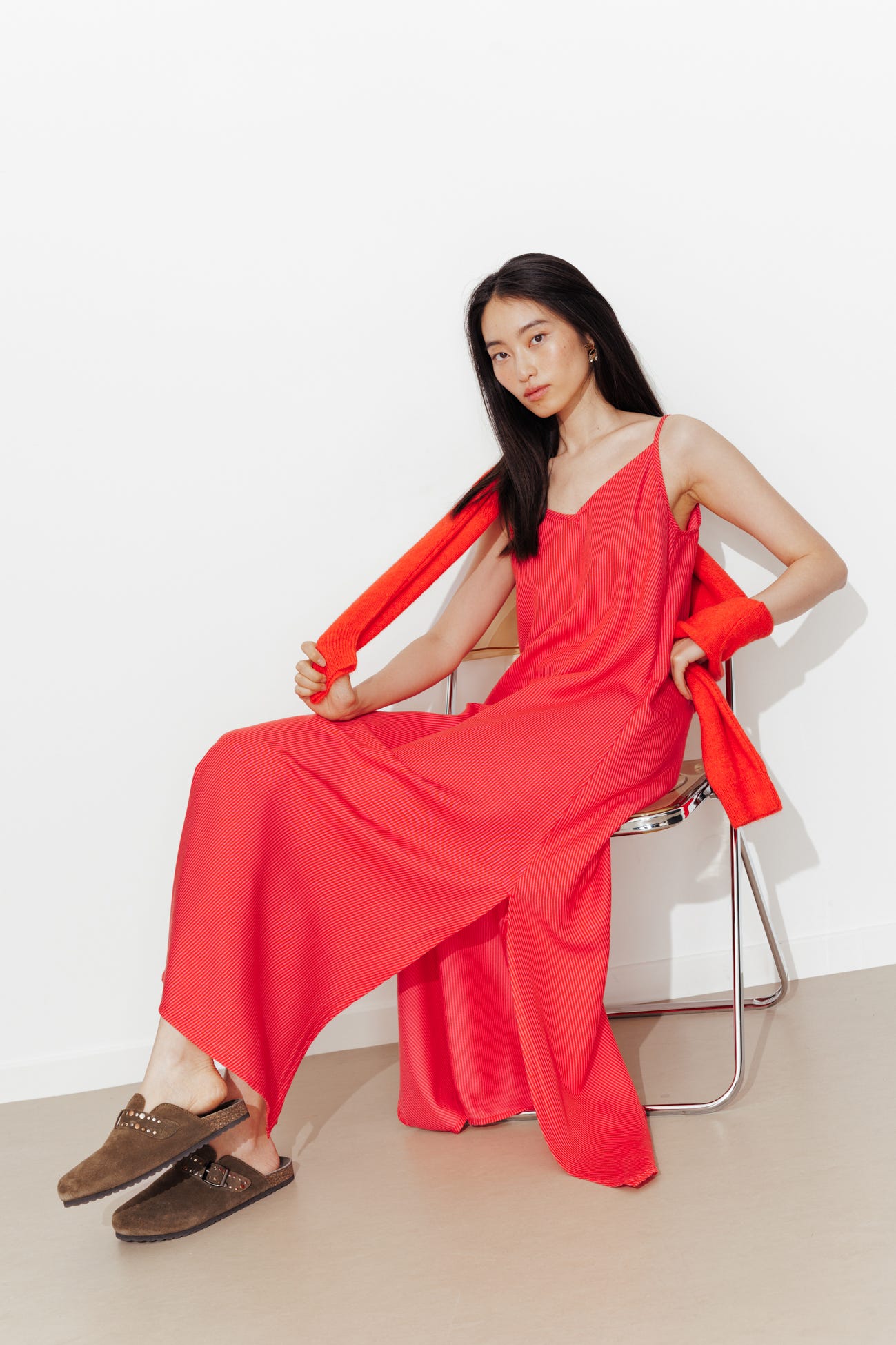 Robe longue à rayures Femme