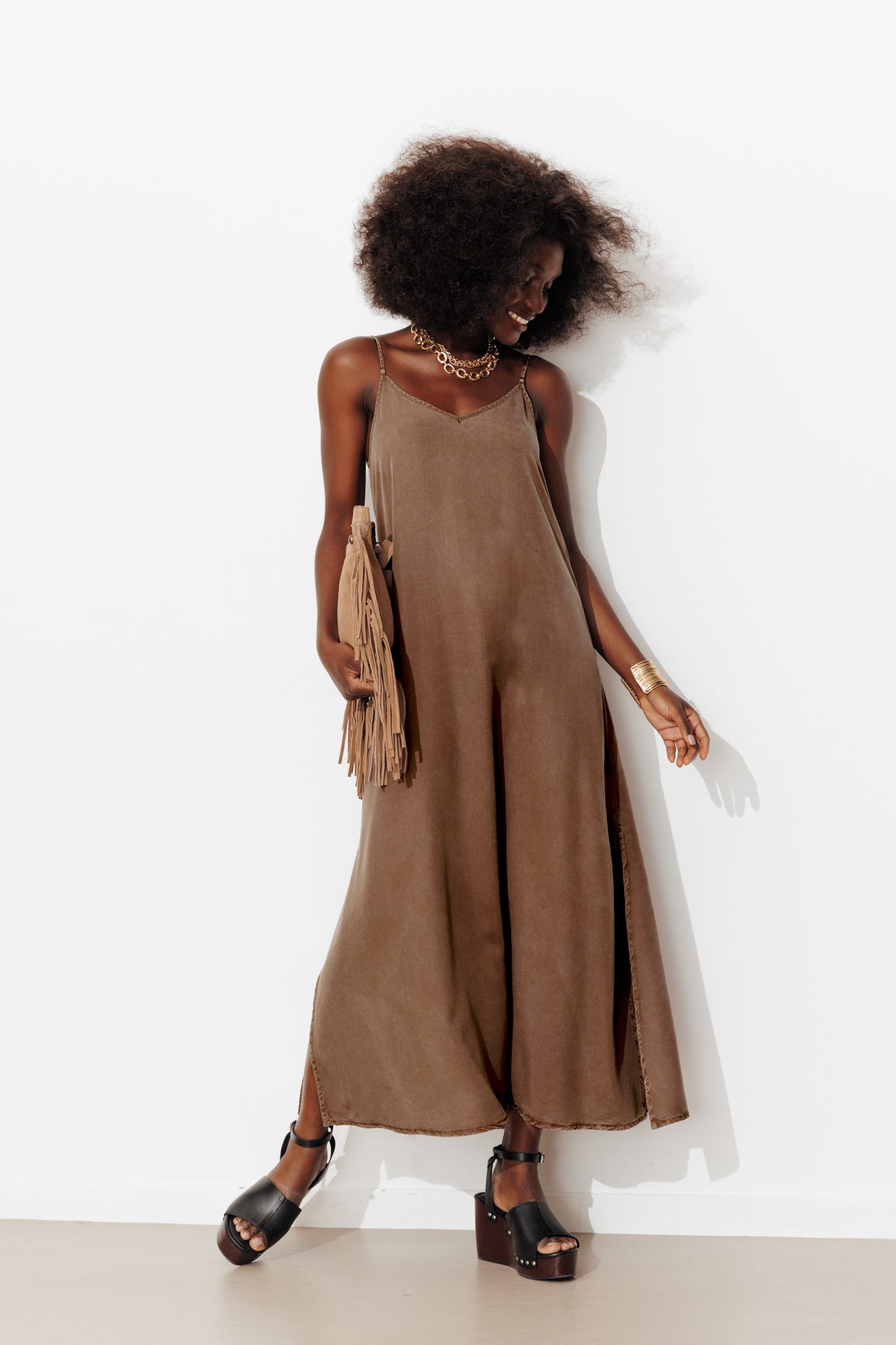 Długa sukienka z lyocellu