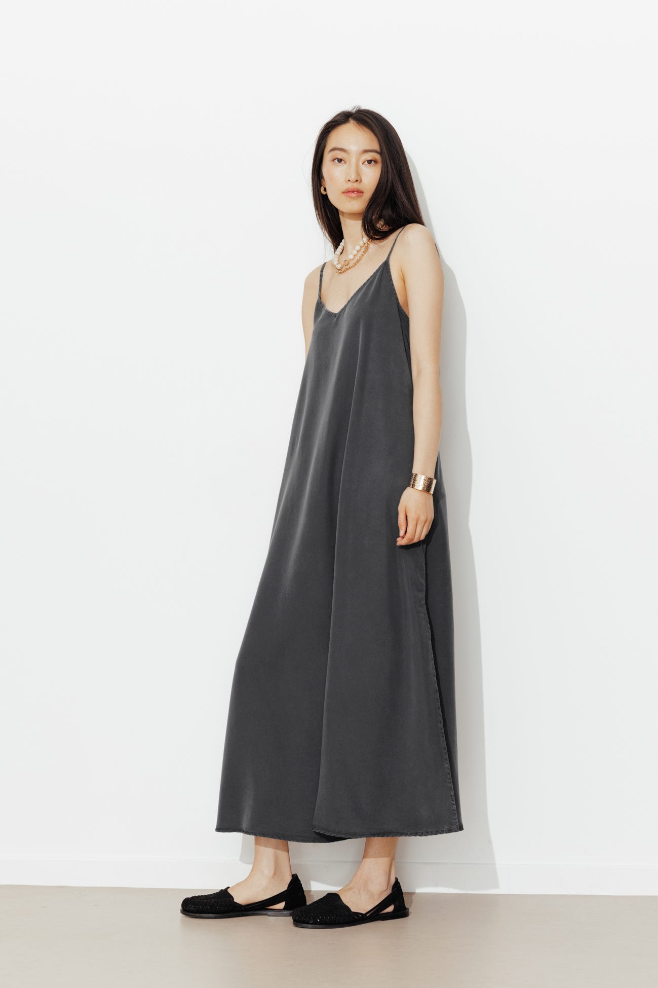 Robe longue unie en lyocell