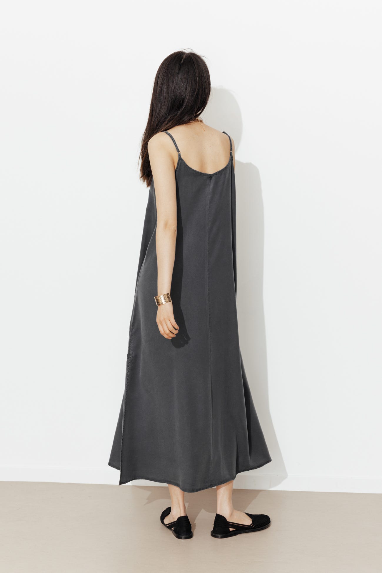 Robe longue unie en lyocell