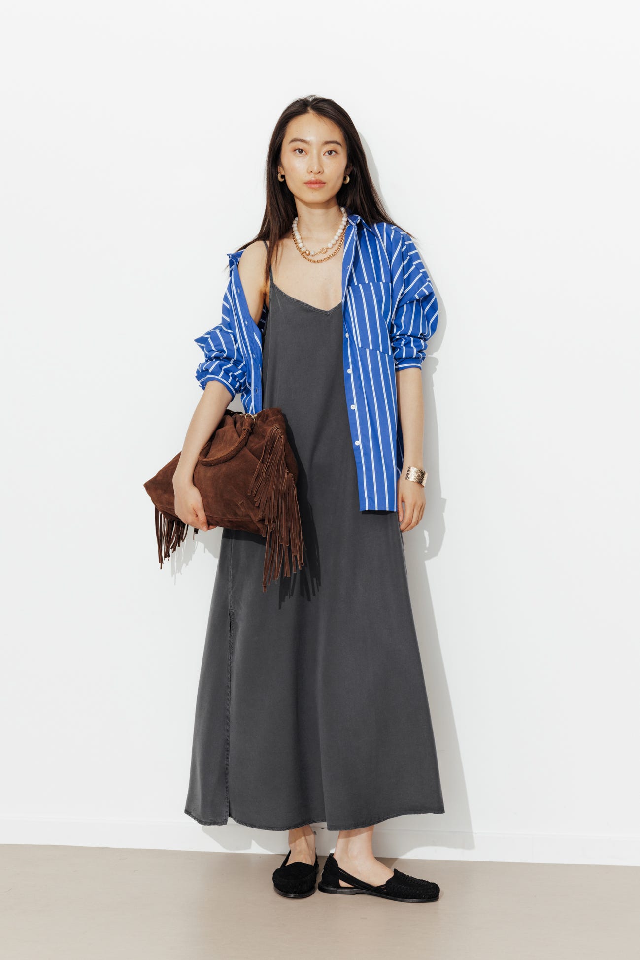 Robe longue unie en lyocell