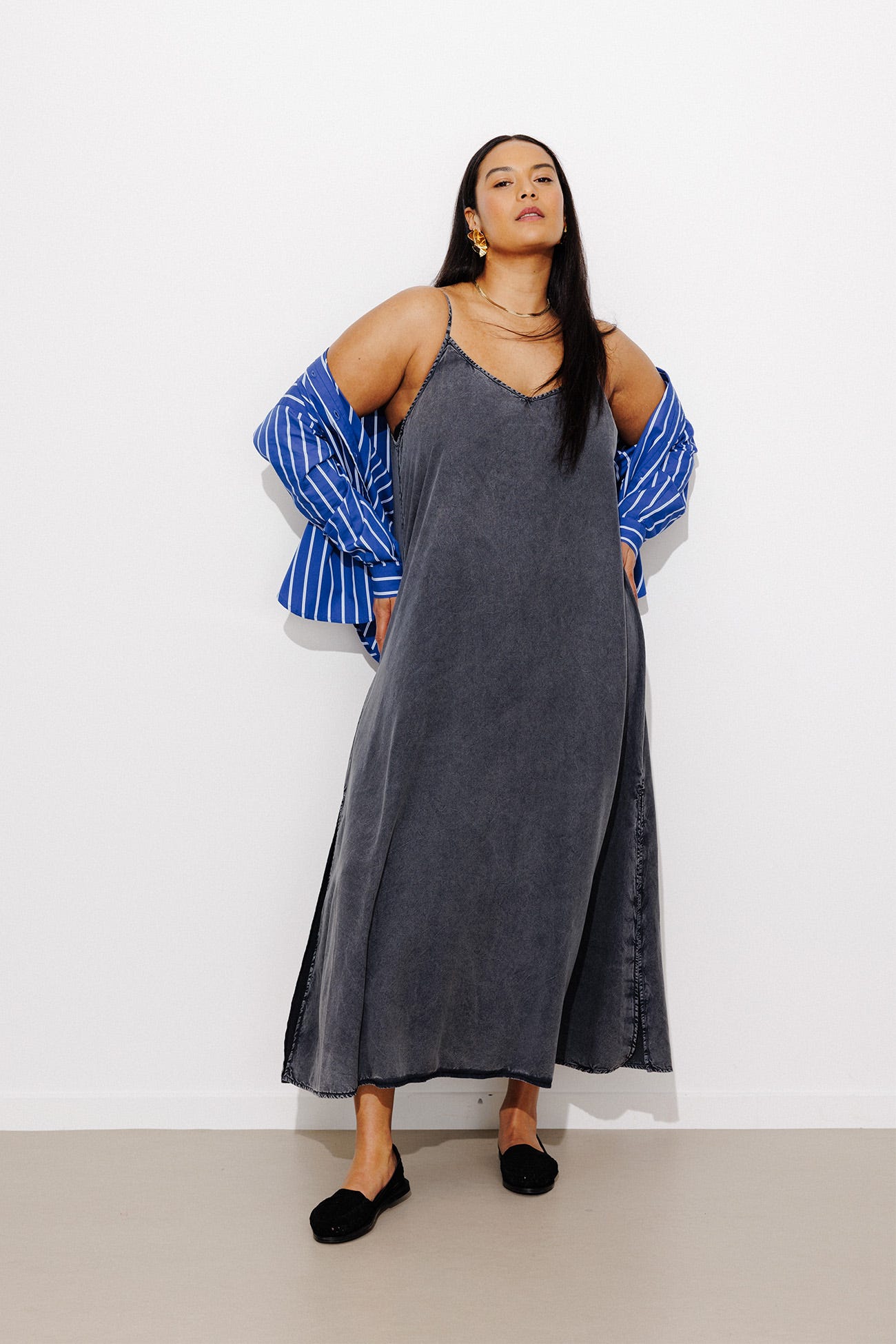 Robe longue unie en lyocell