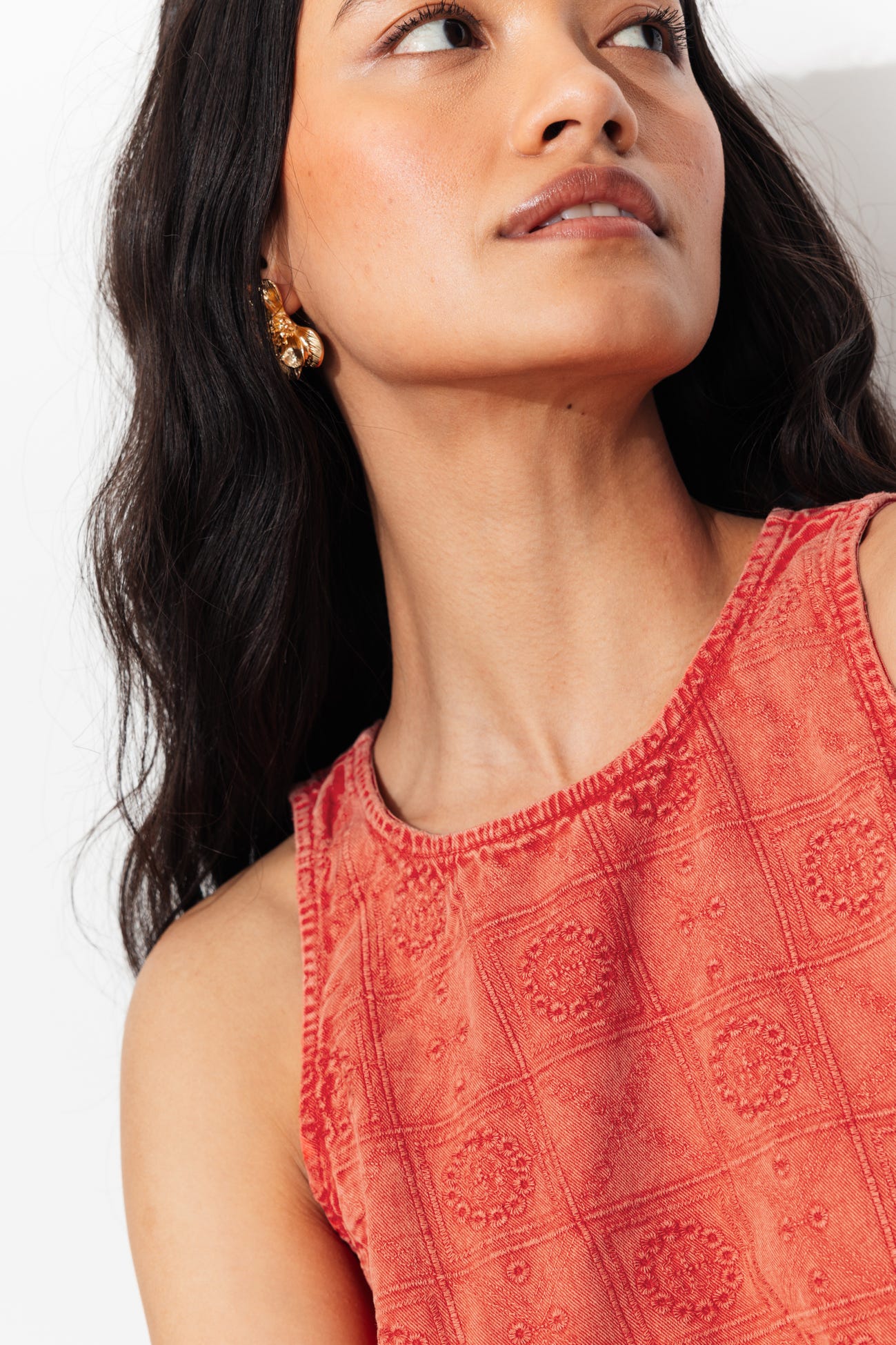 Robe courte jean brodé Femme