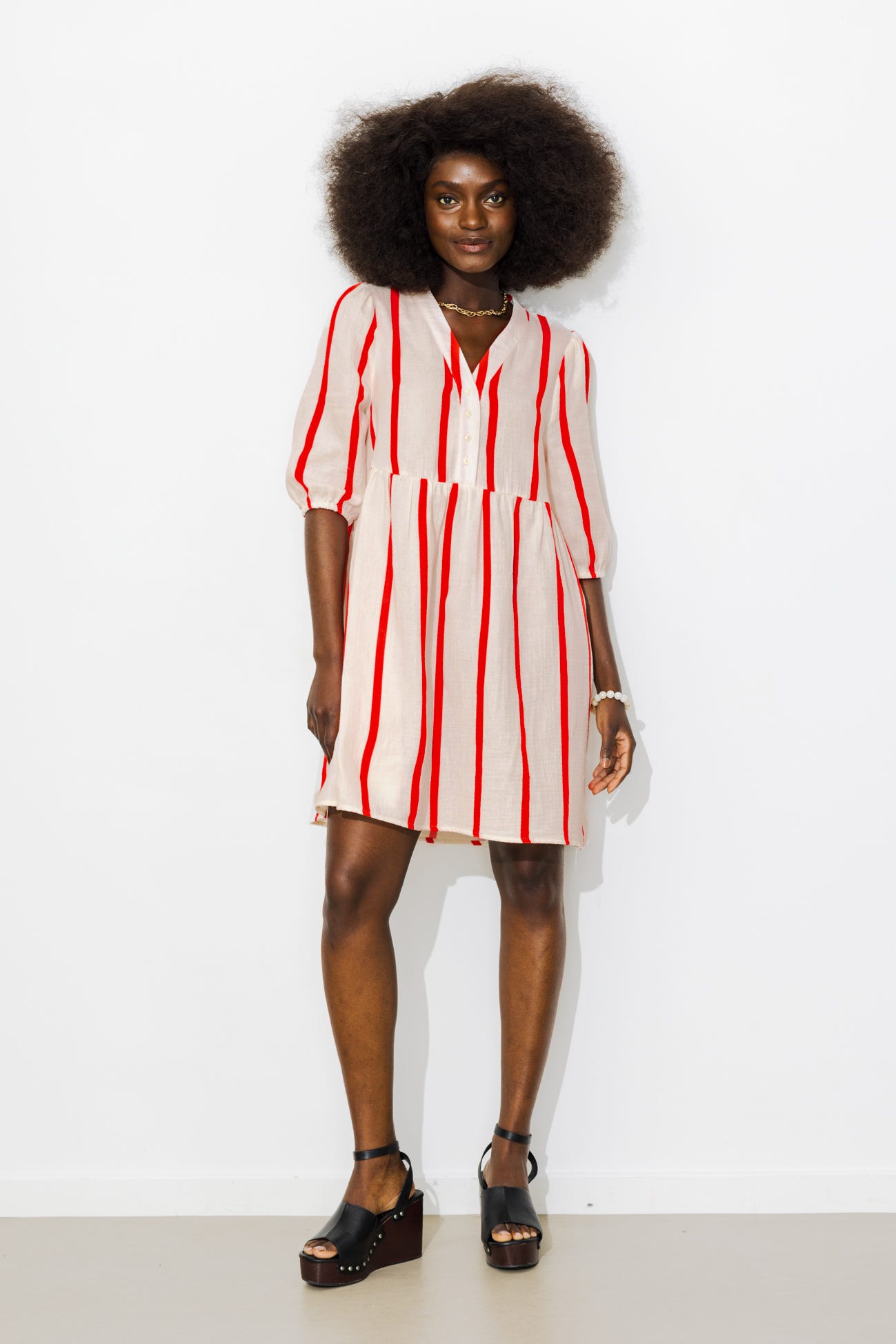 Robe courte en gaze de coton 