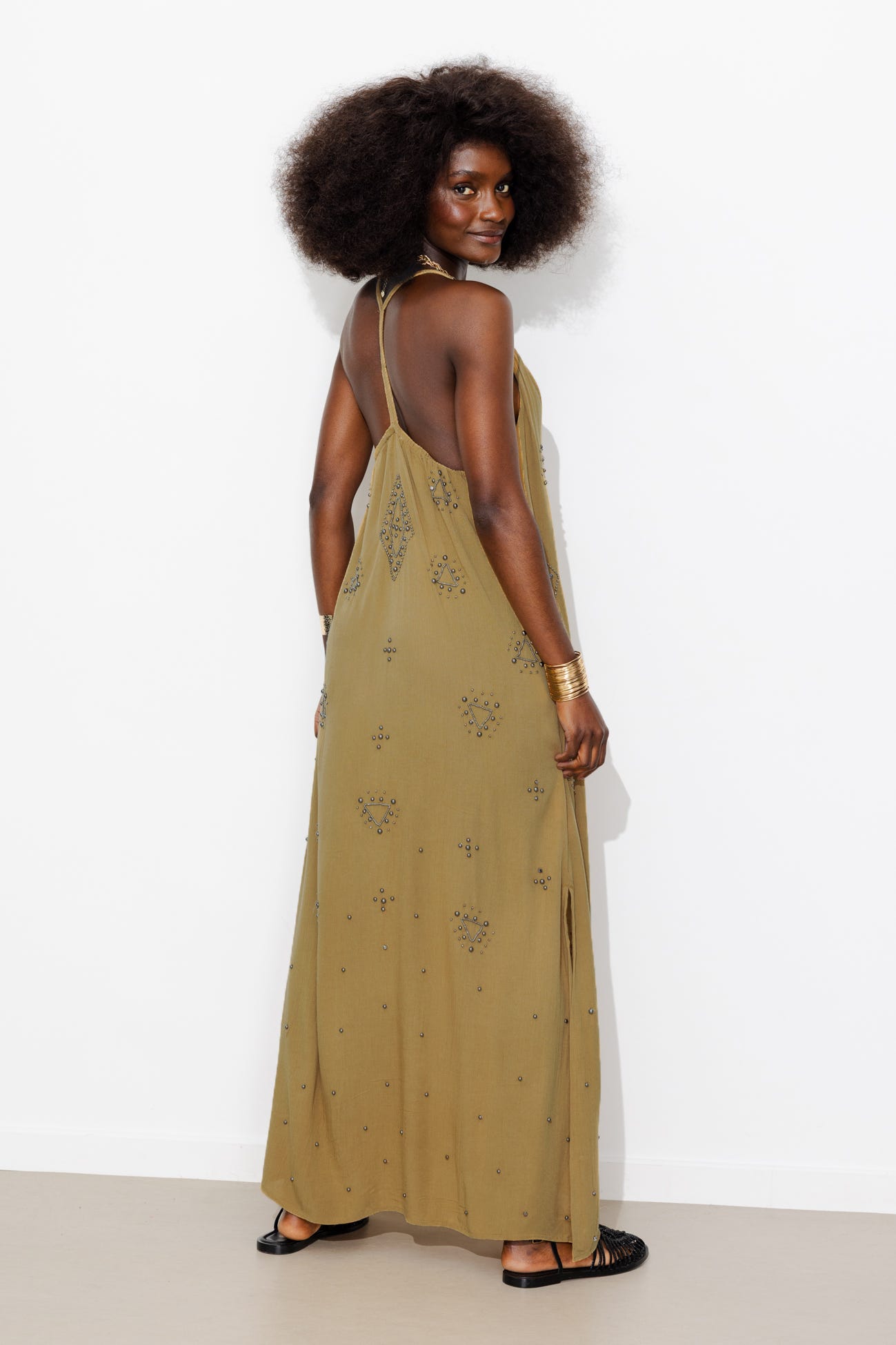 Robe longue perlée Femme