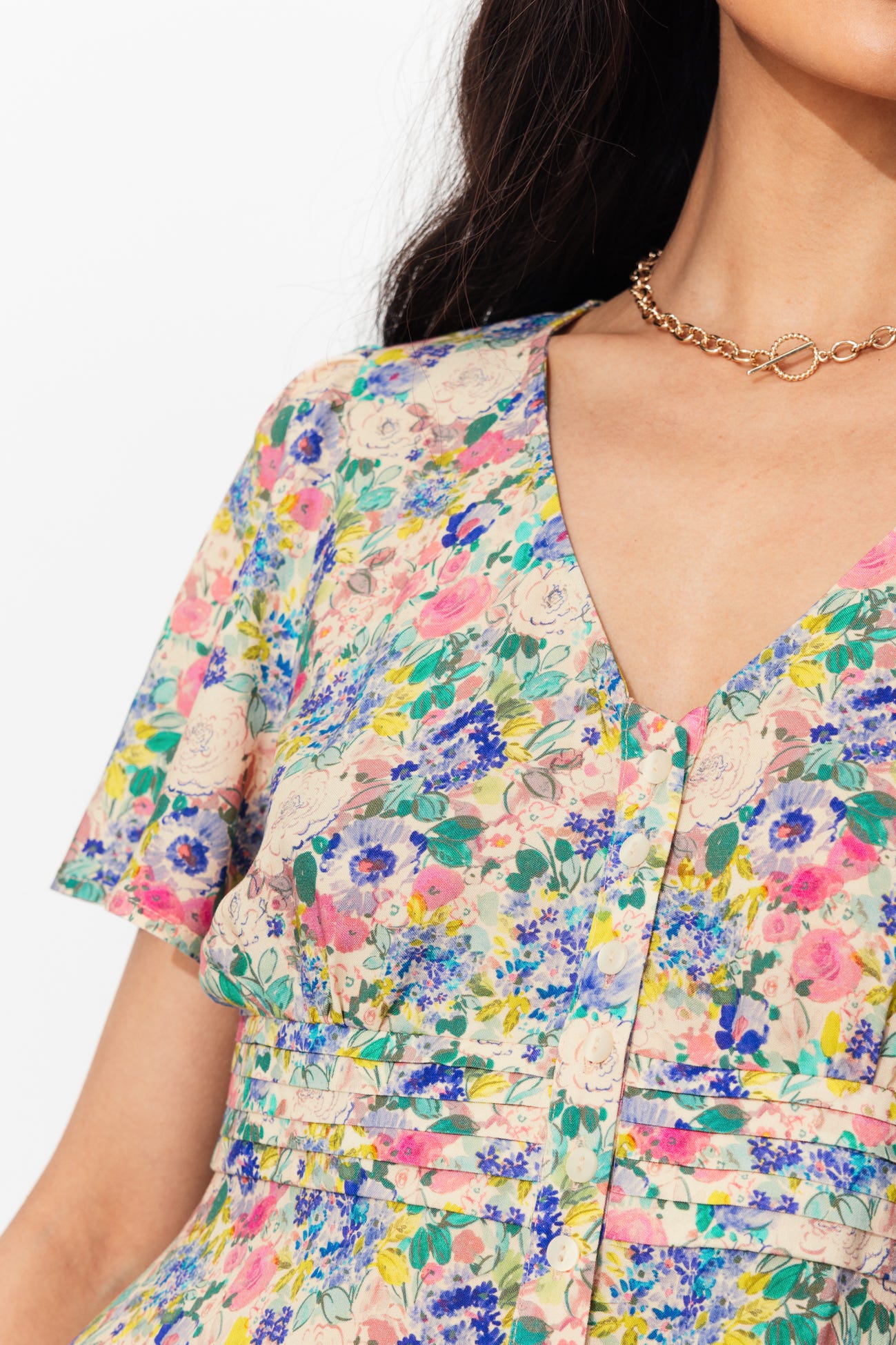 Robe courte à fleurs Femme