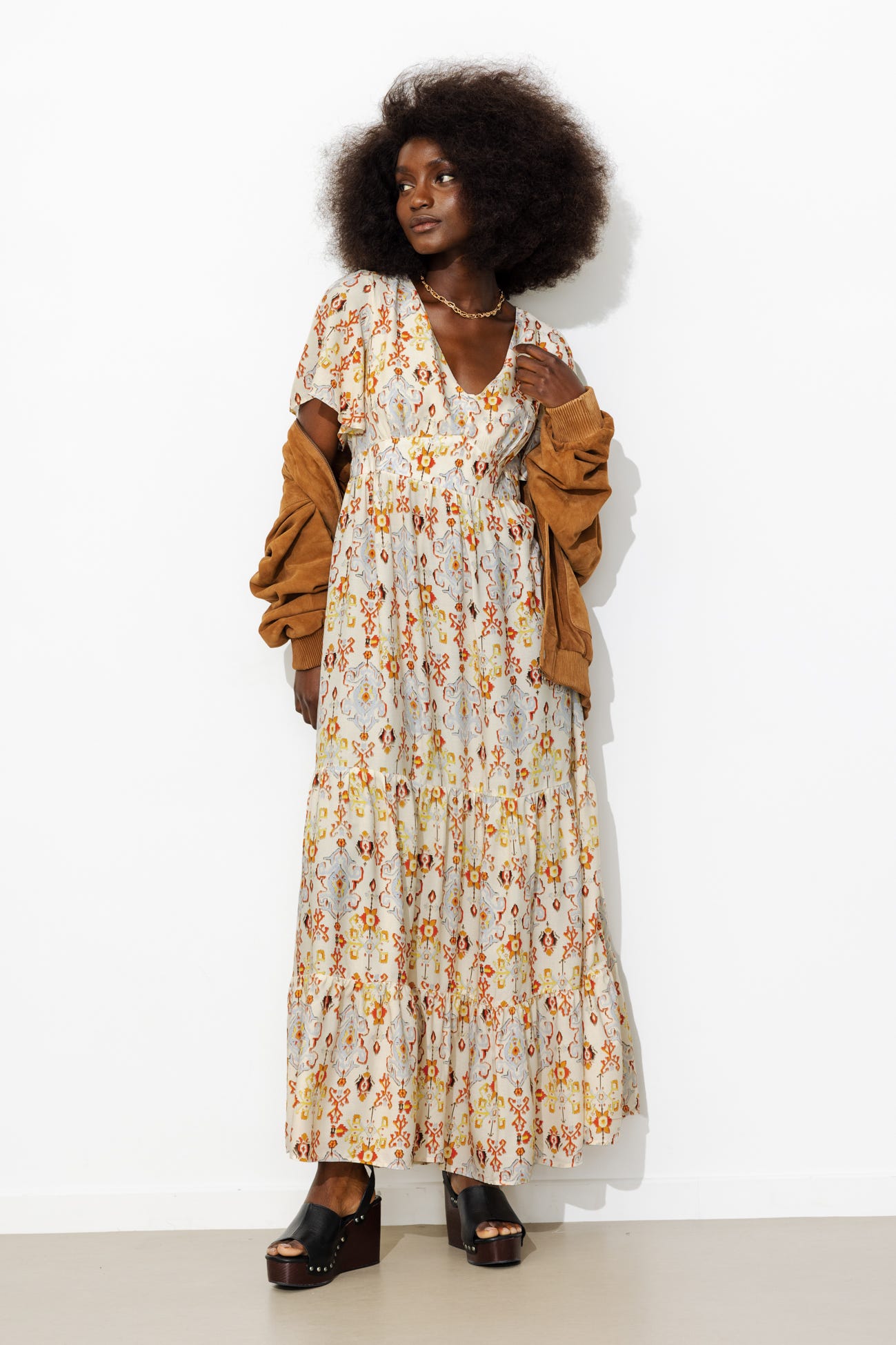 Robe imprimée décolleté dos