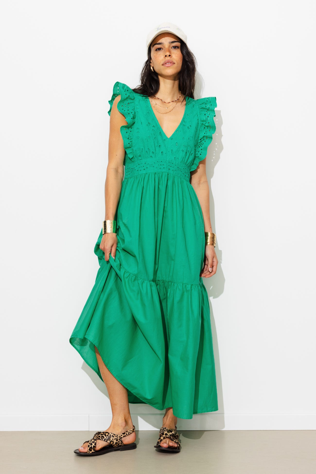 Robe longue broderie anglaise
