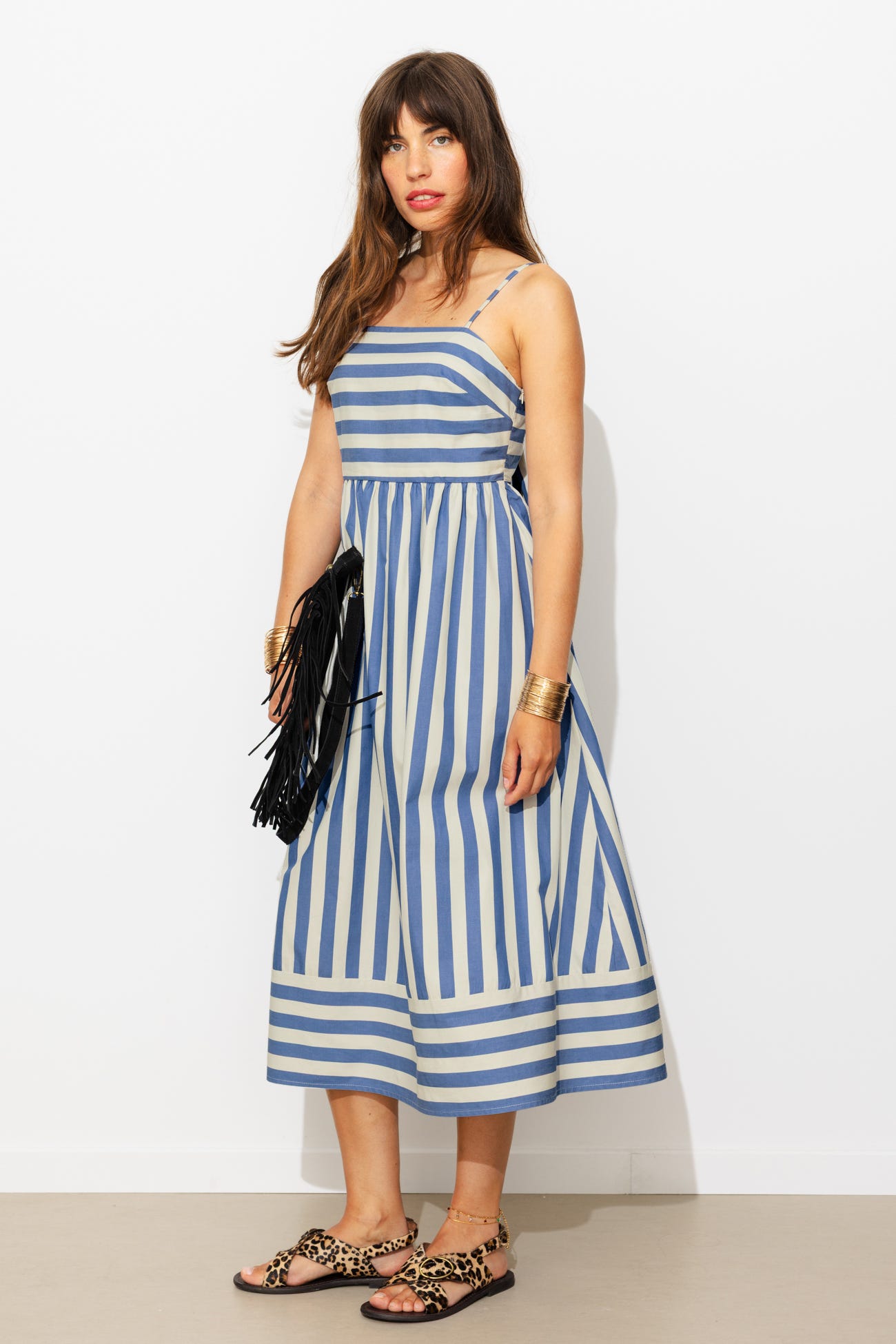 Robe midi rayée Femme