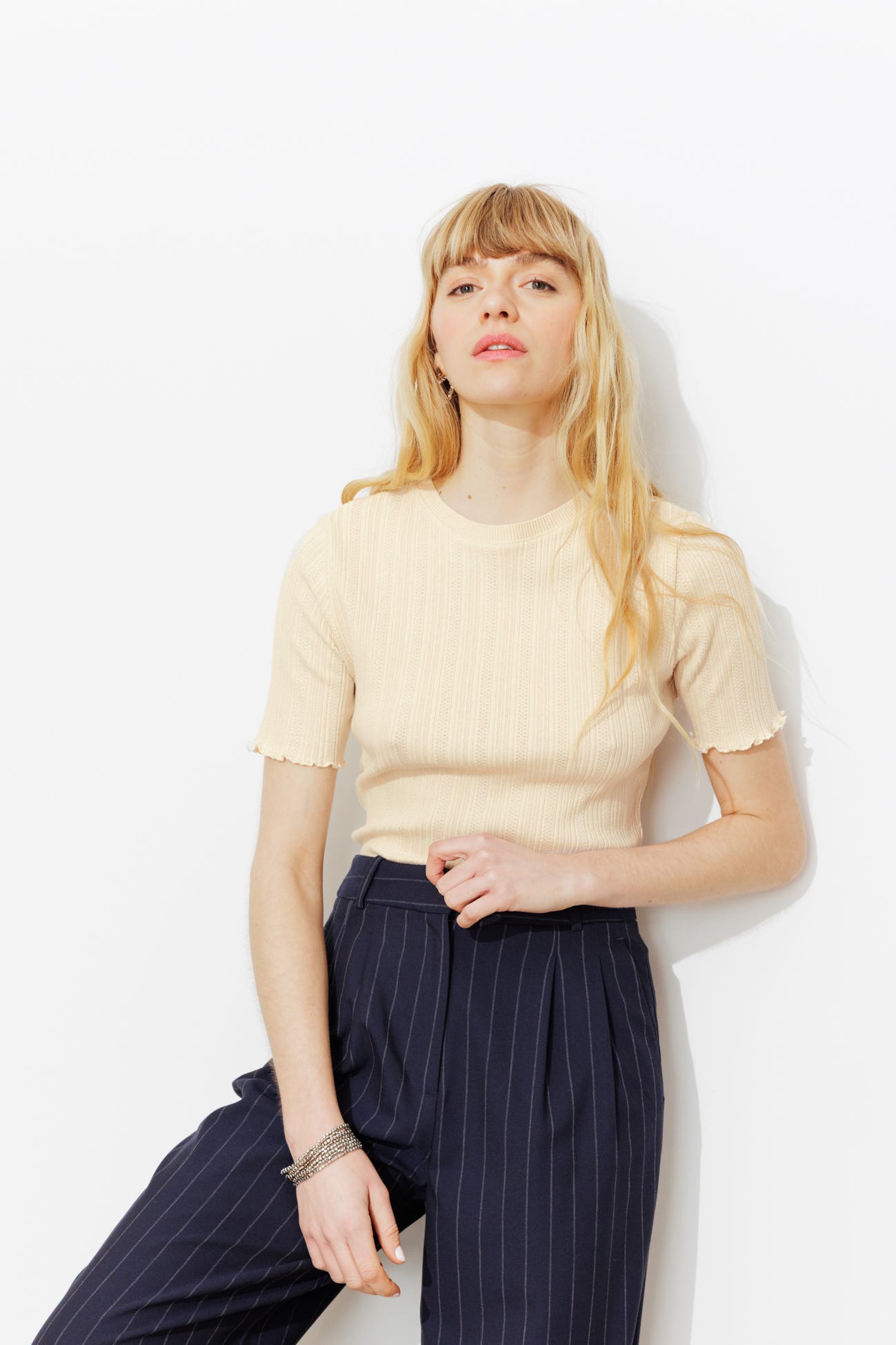 Rippshirt mit Ajourmuster