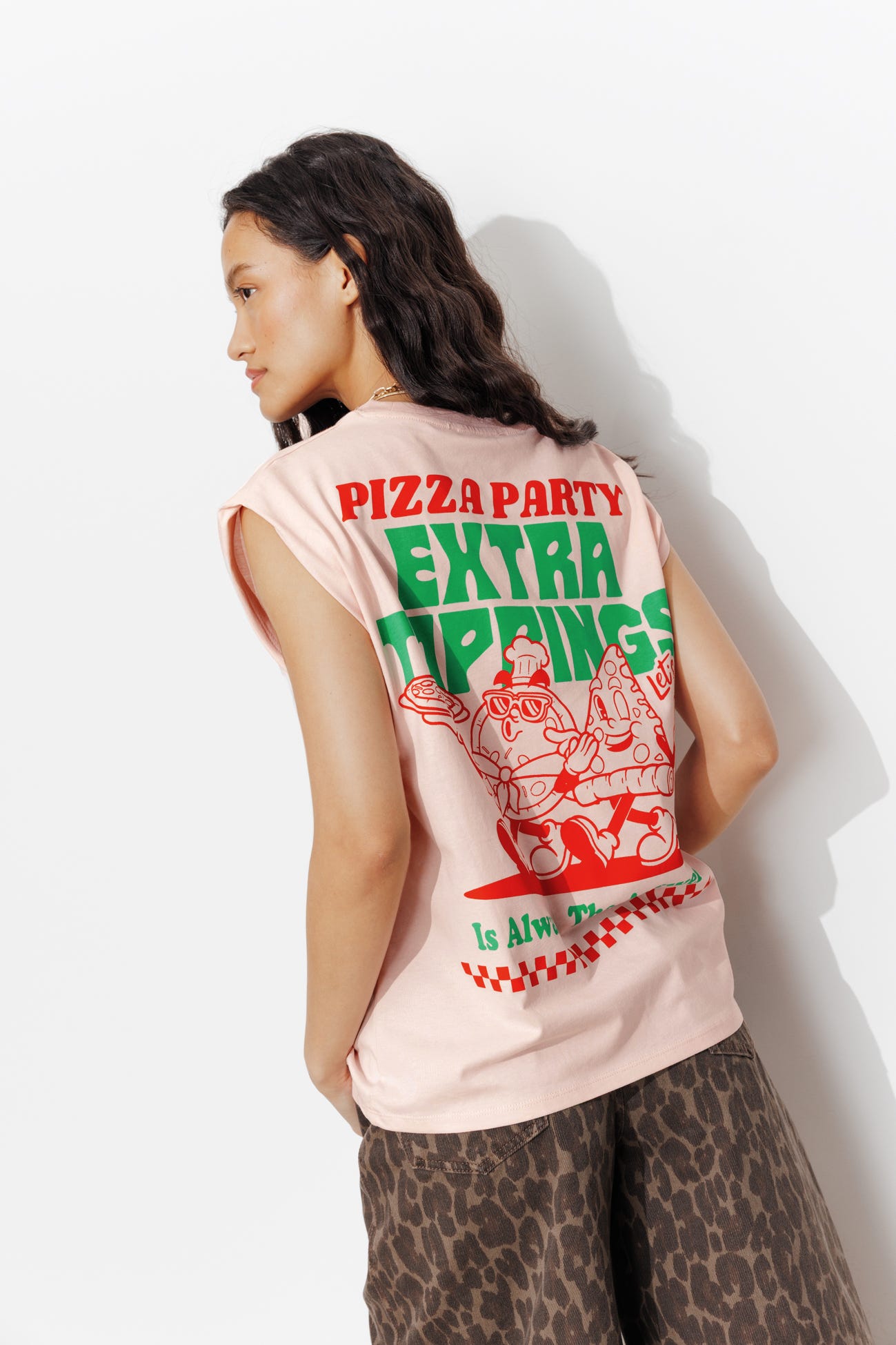 T-shirt con slogan pizza party