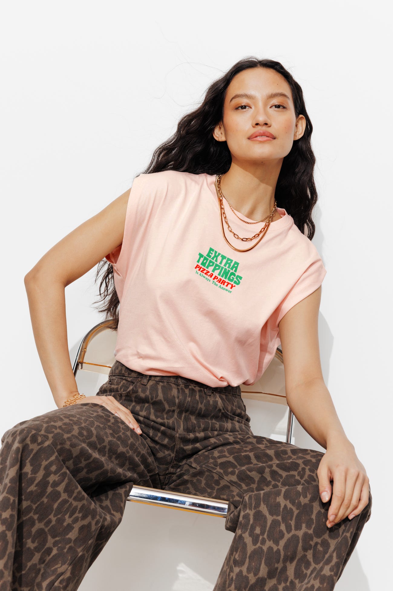 T-shirt con slogan pizza party