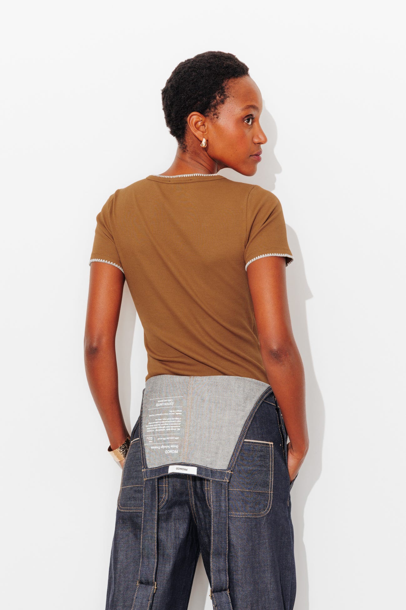 T-shirt en jersey côtelé Femme