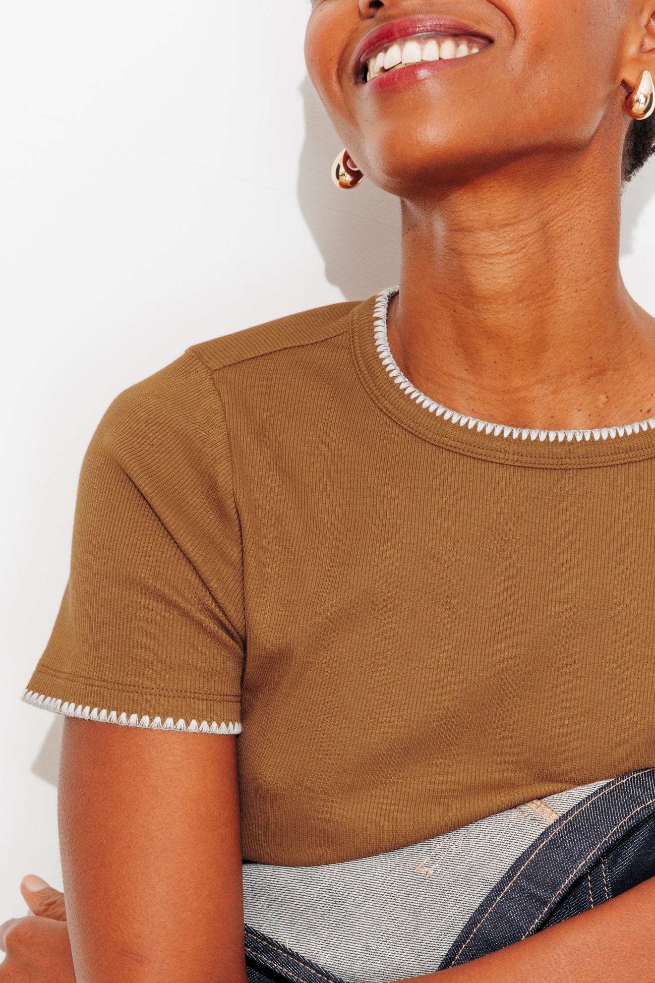 T-shirt en jersey côtelé Femme