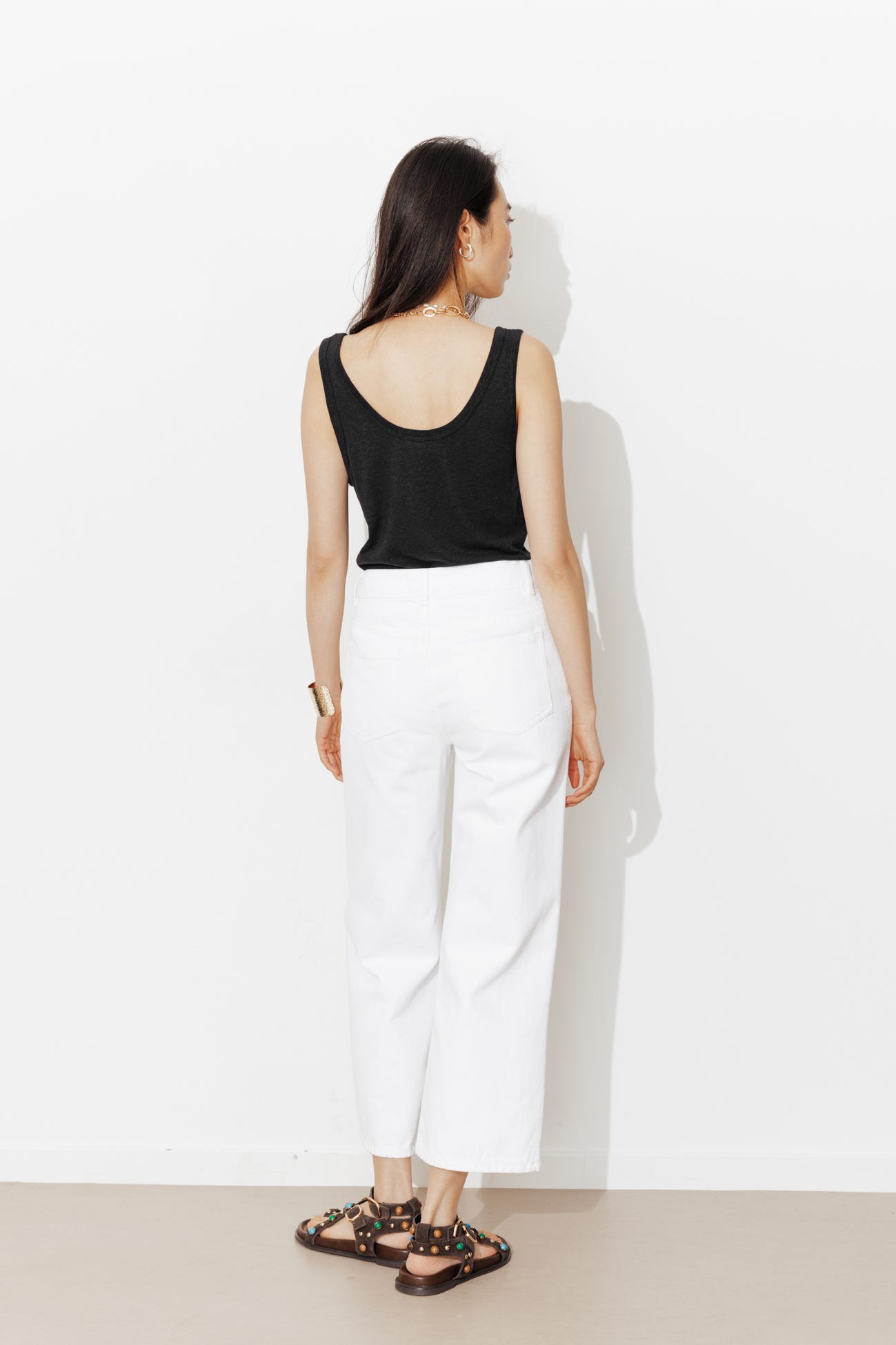 Linen-blend sleeveless top