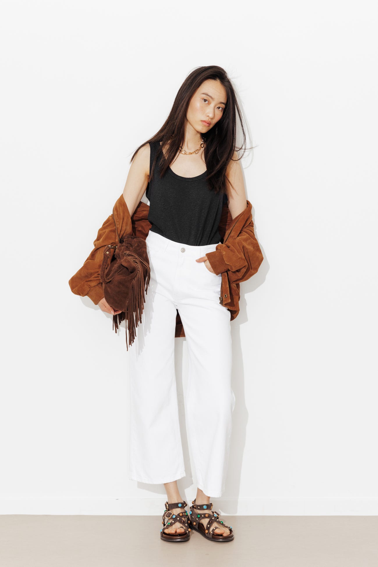 Linen-blend sleeveless top