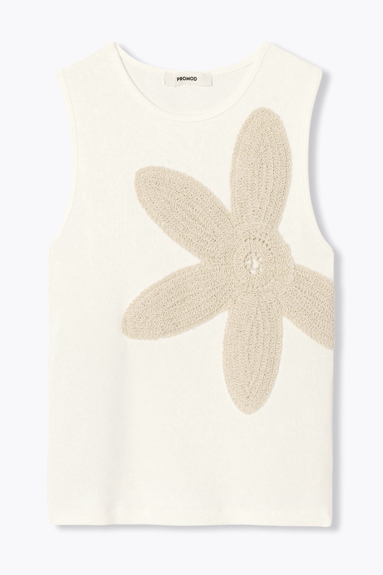 Débardeur côtelé fleur brodée