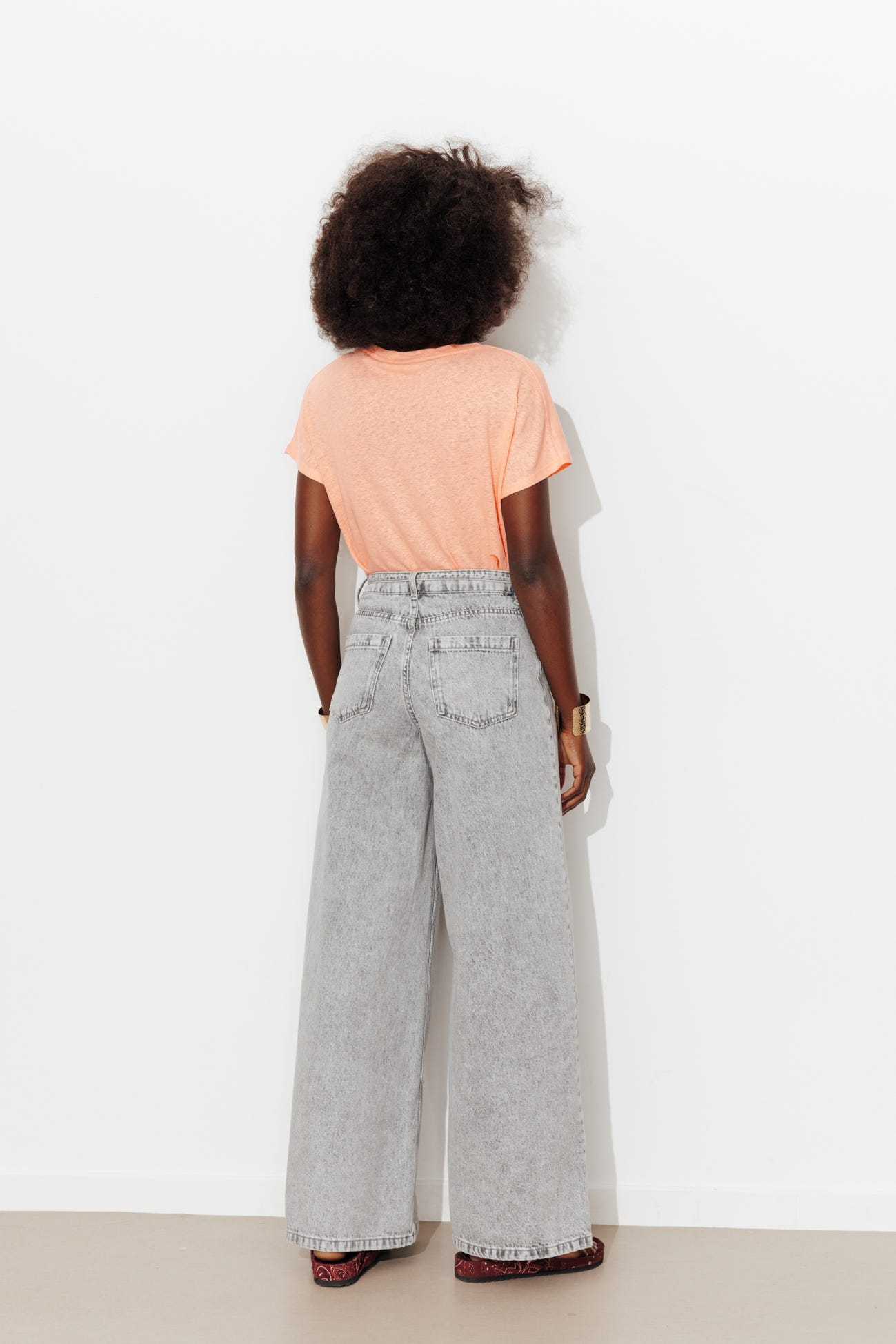 T-shirt uni col V Femme