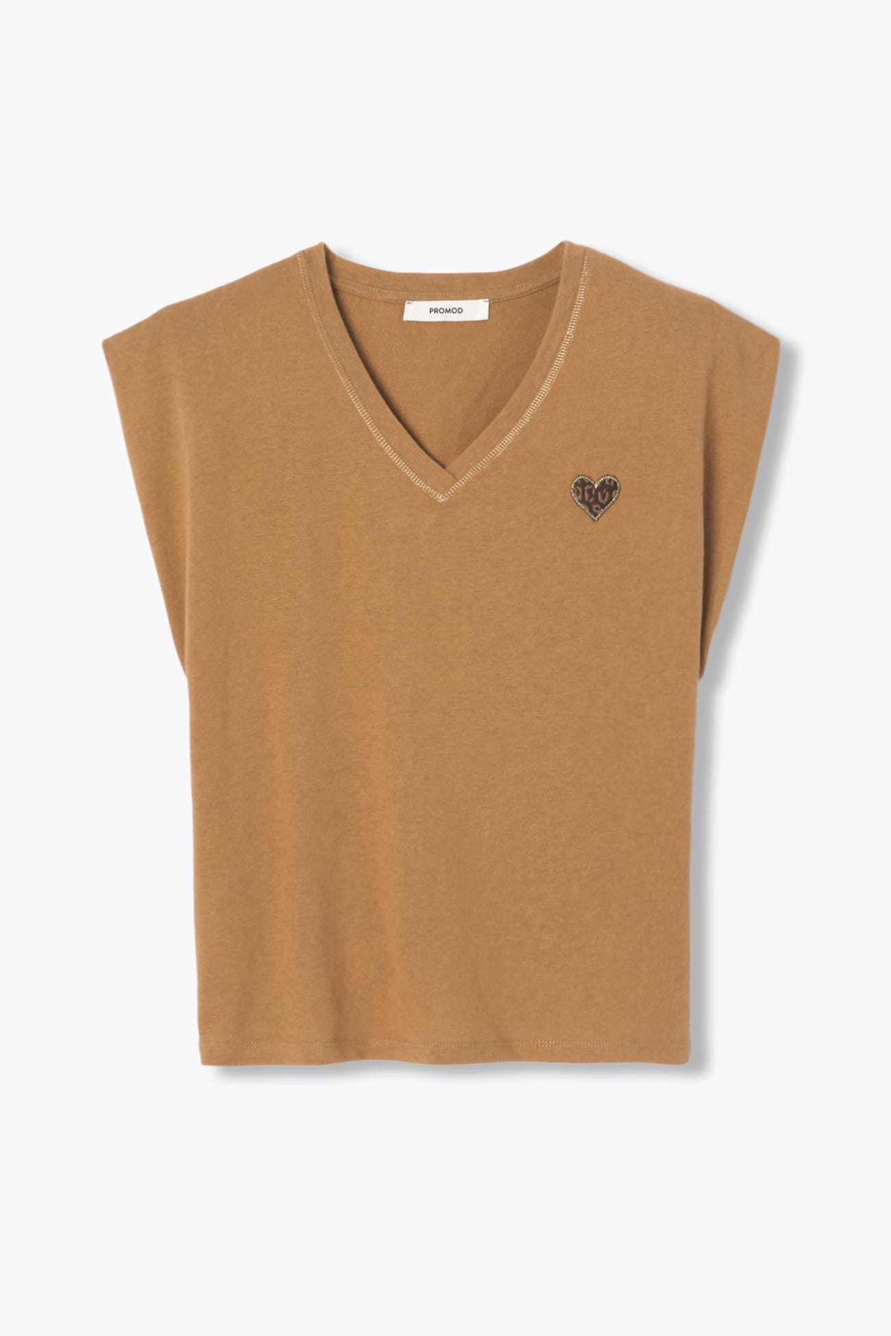 T-shirt broderie coeur léopard