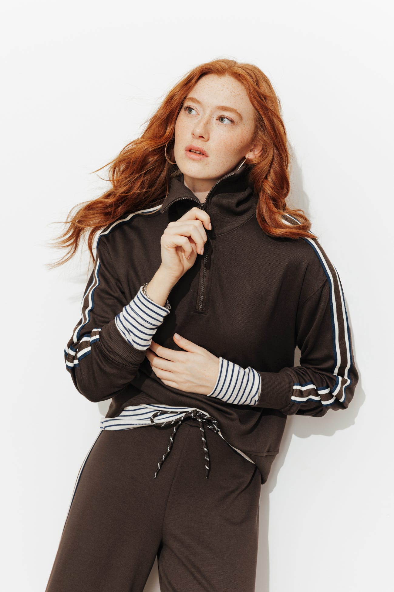 Trucker neckline sweatshirt