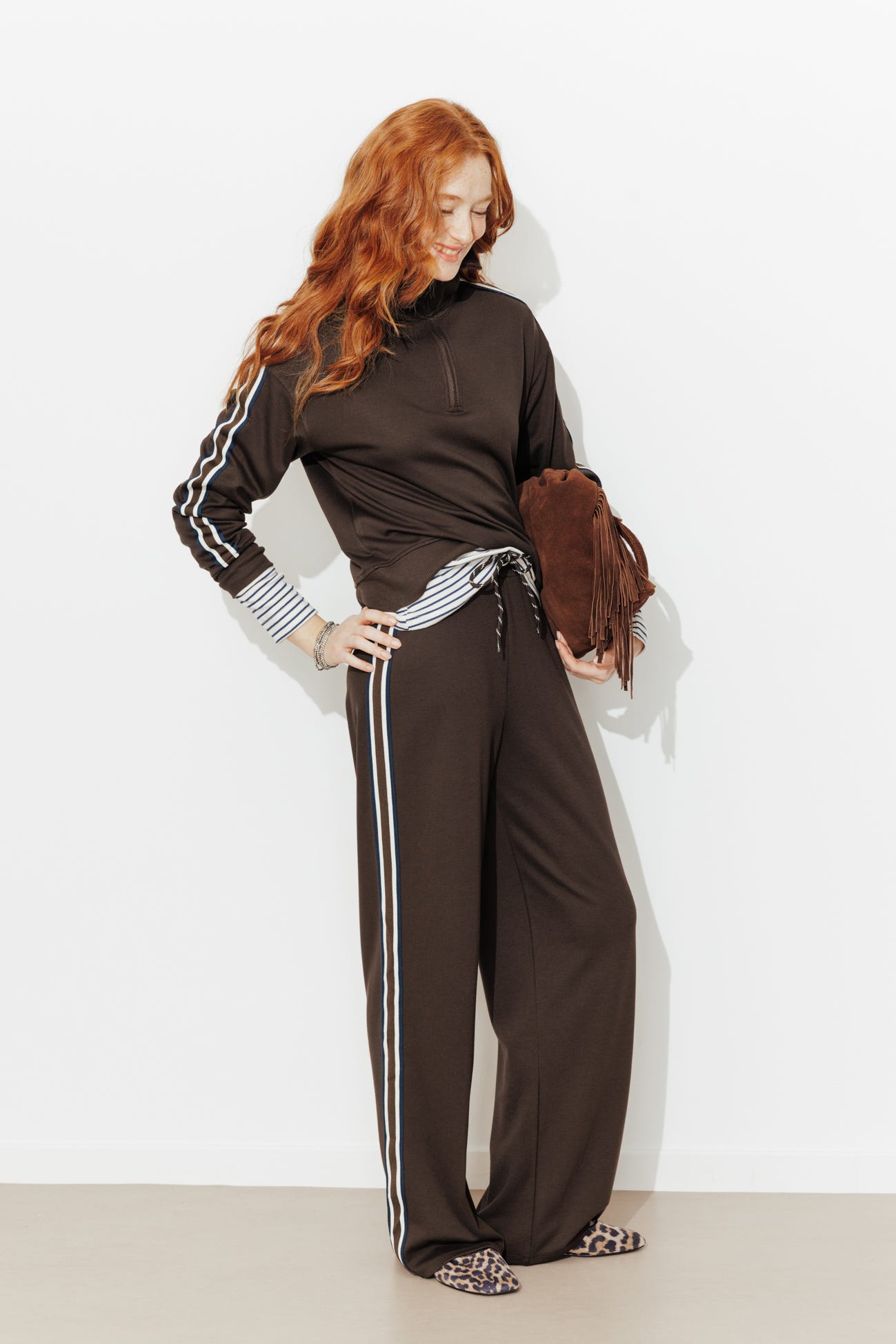 Trucker neckline sweatshirt