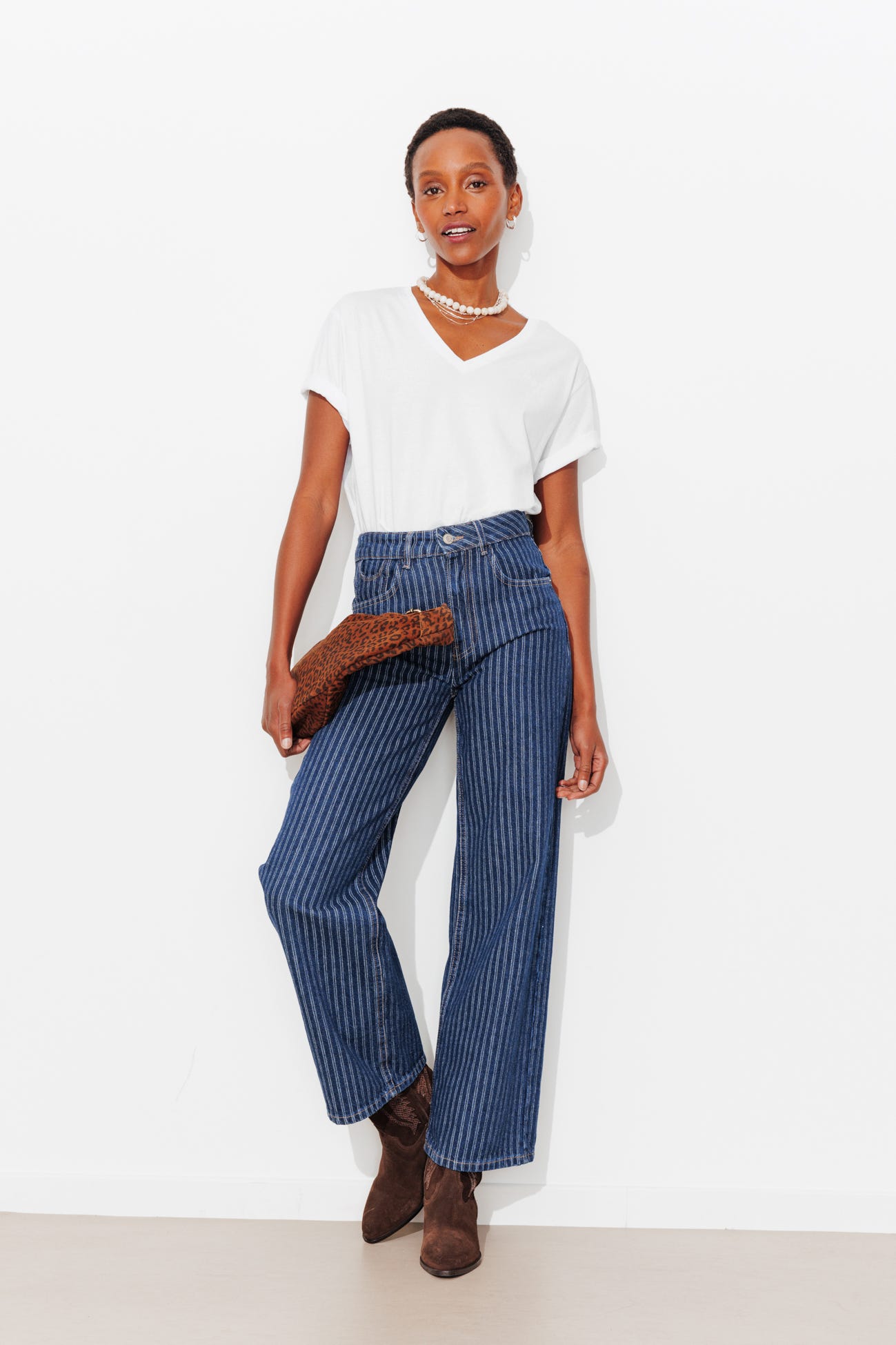 T-shirt basique col V Femme