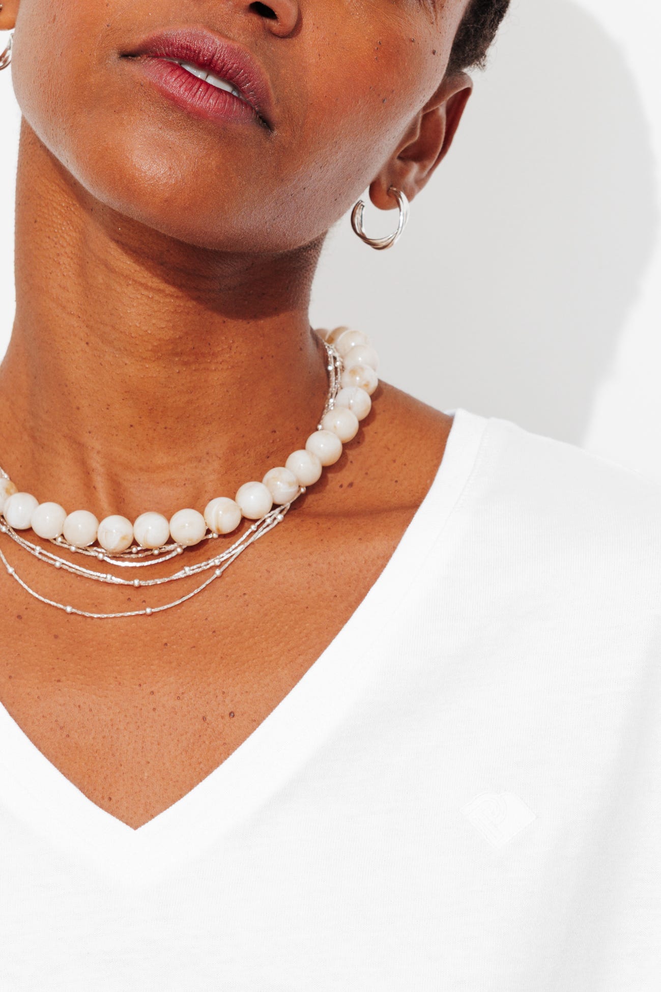 T-shirt basique col V Femme