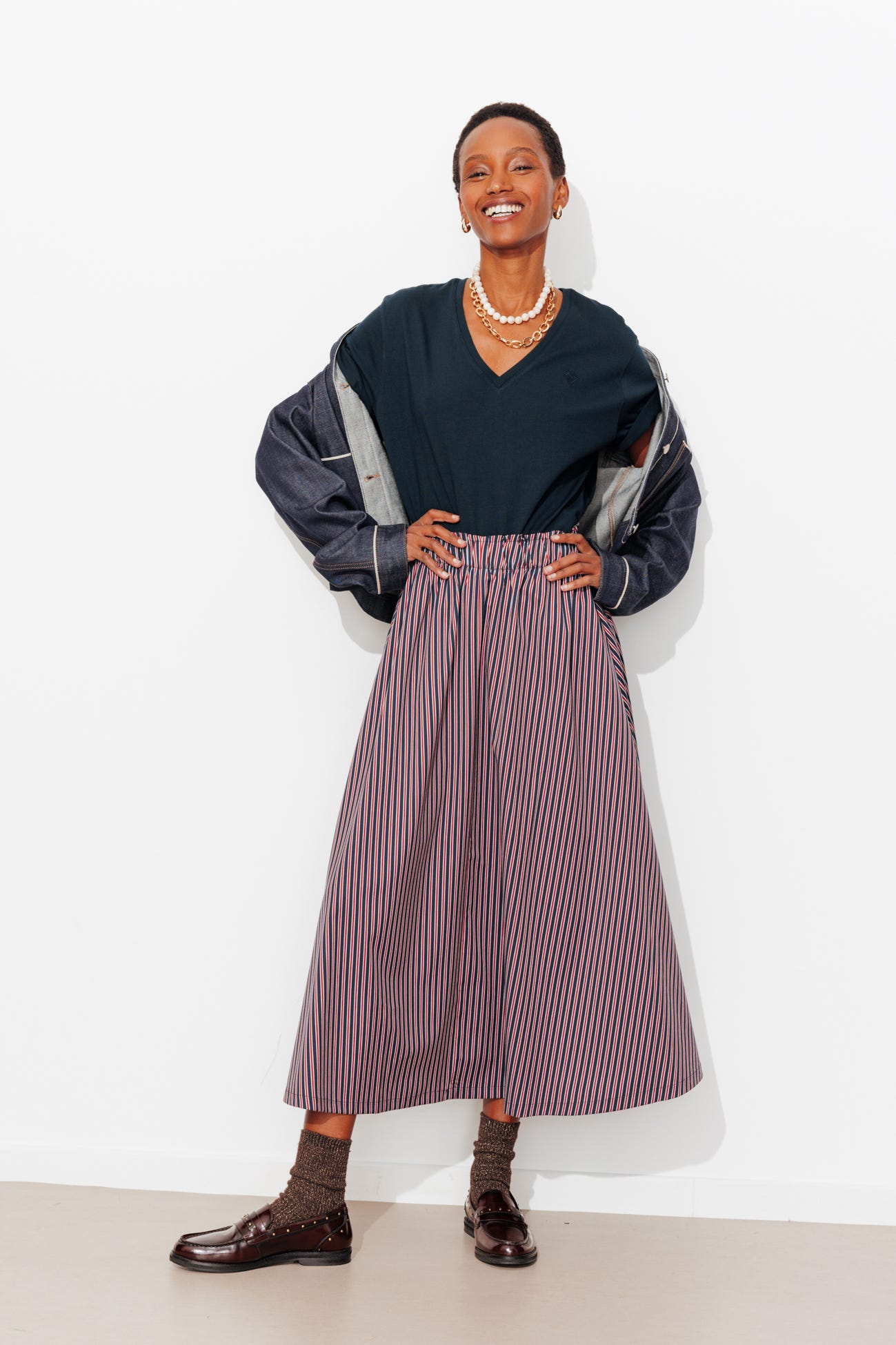 T-shirt basique col V Femme