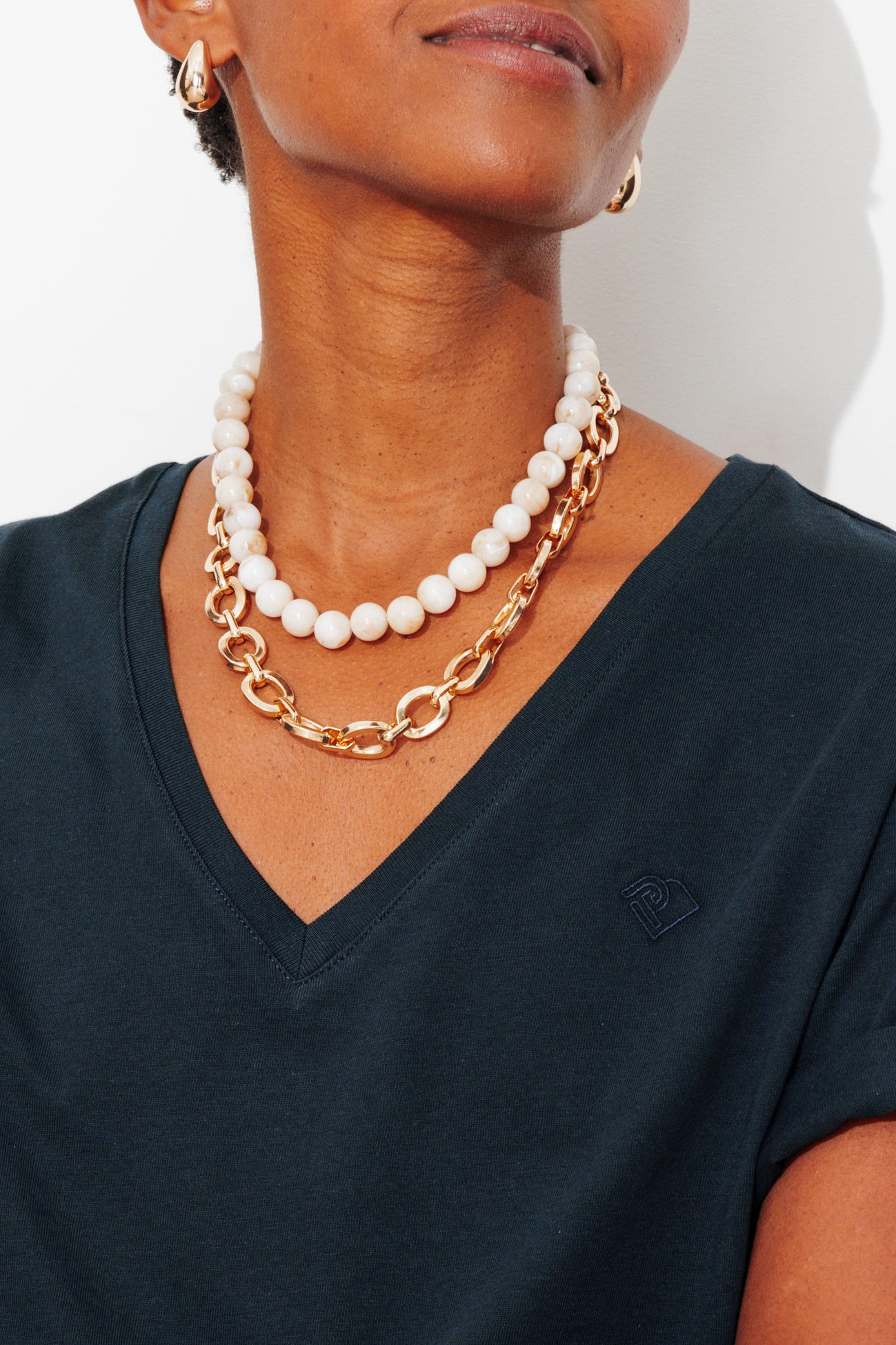 T-shirt basique col V Femme