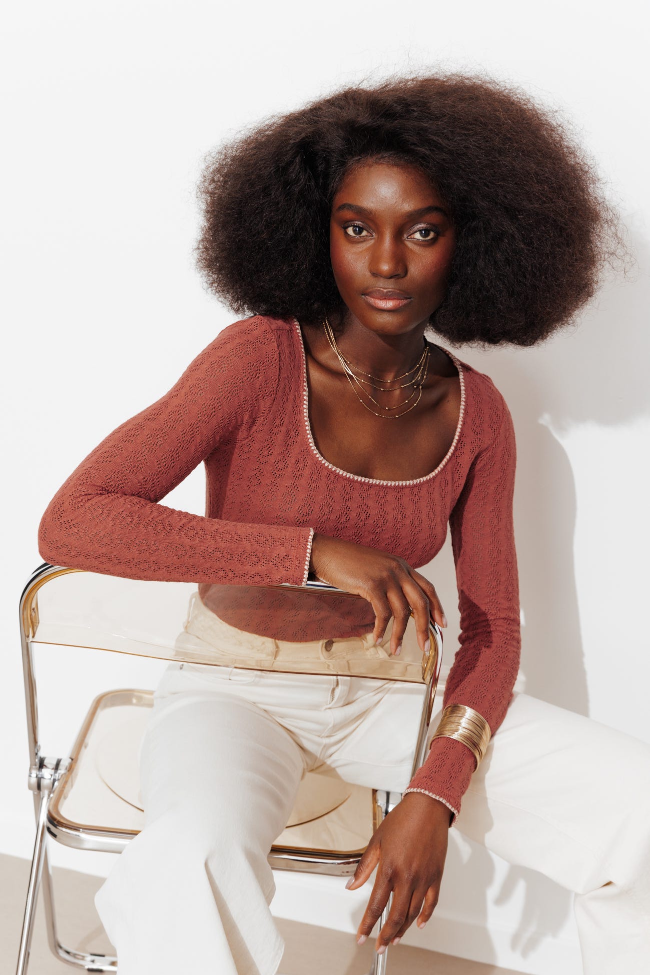 Camiseta pointelle lisa