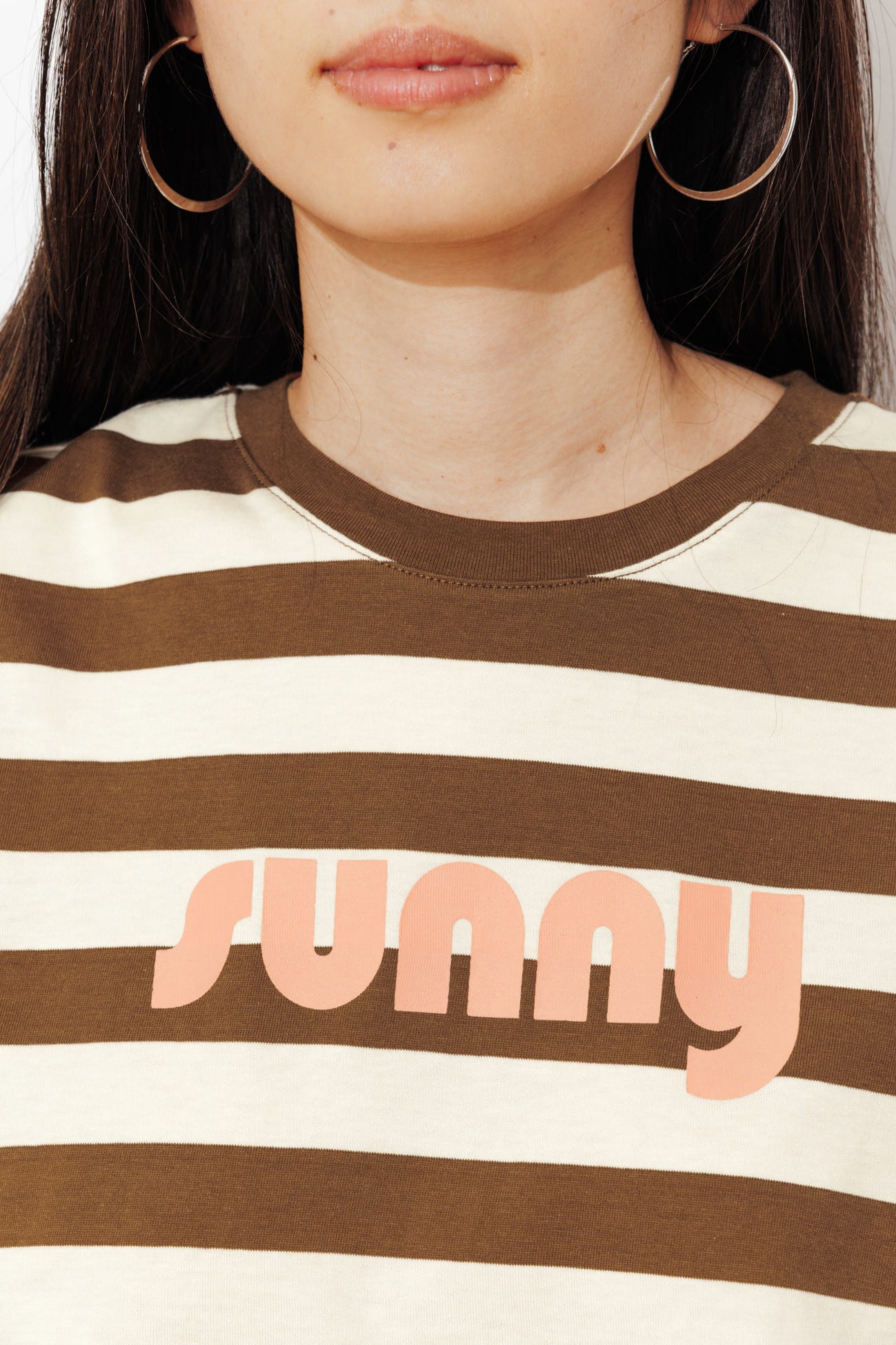 T-shirt rayé à message sunny