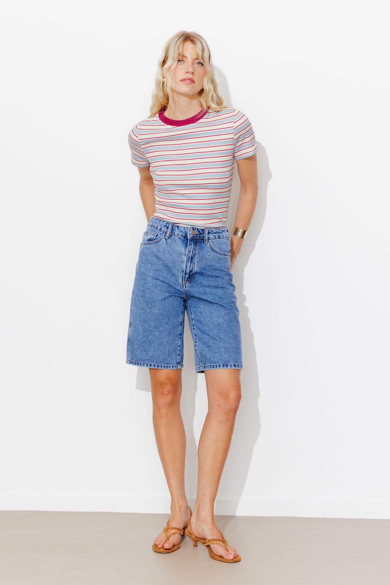 Striped ribbed t-shirt