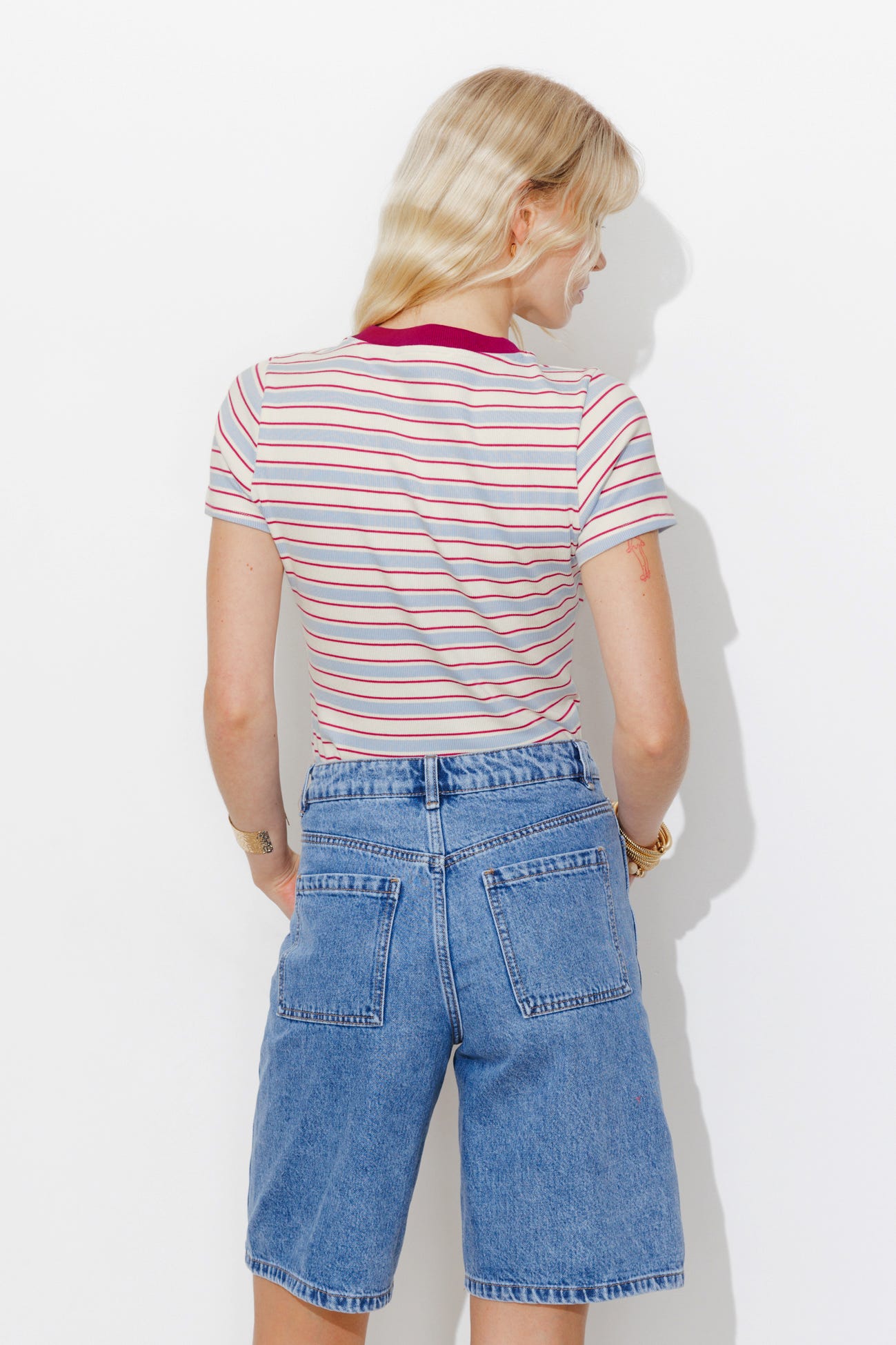 Striped ribbed t-shirt