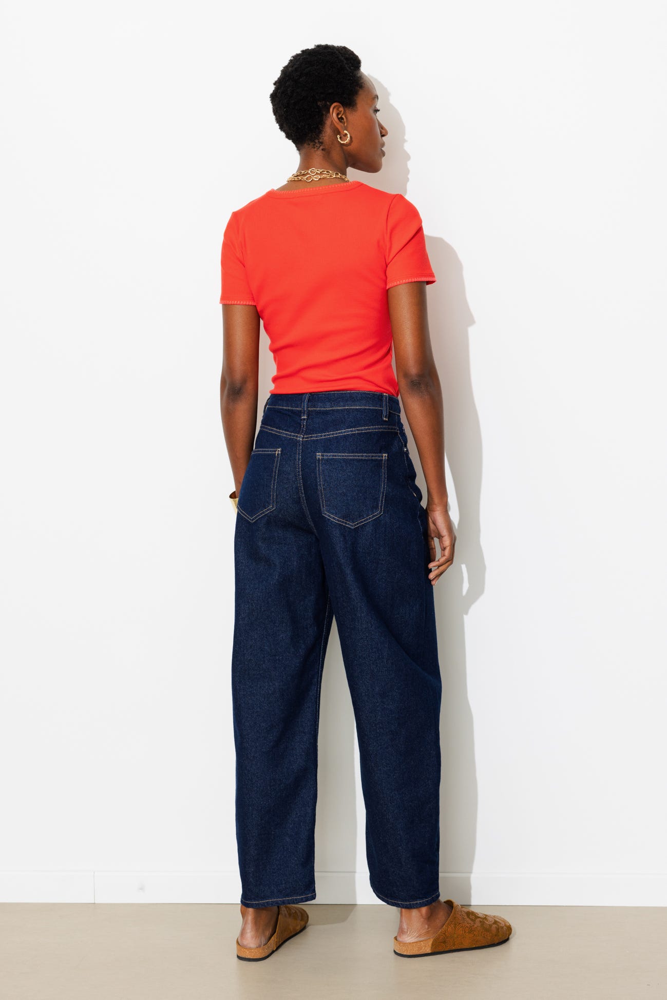 T-shirt en jersey côtelé Femme