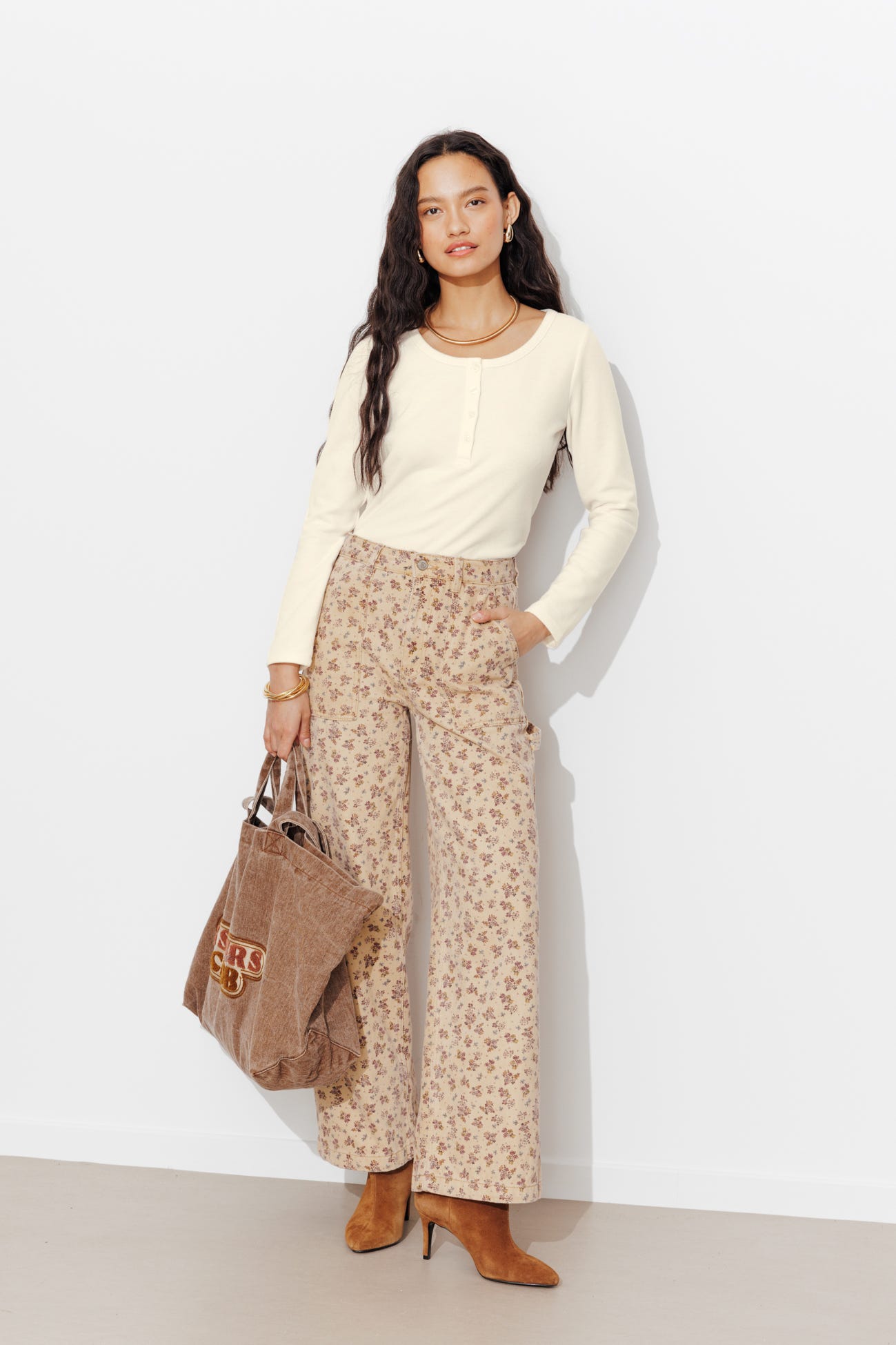 T-shirt col rond boutonné