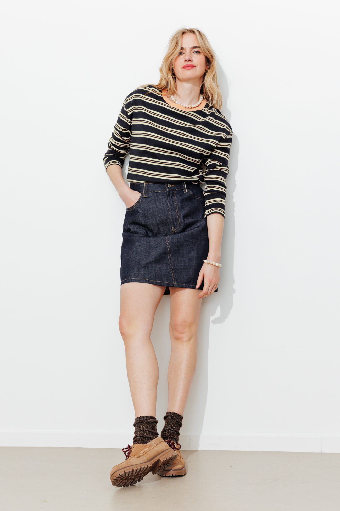 T-shirt rayé col rond Femme