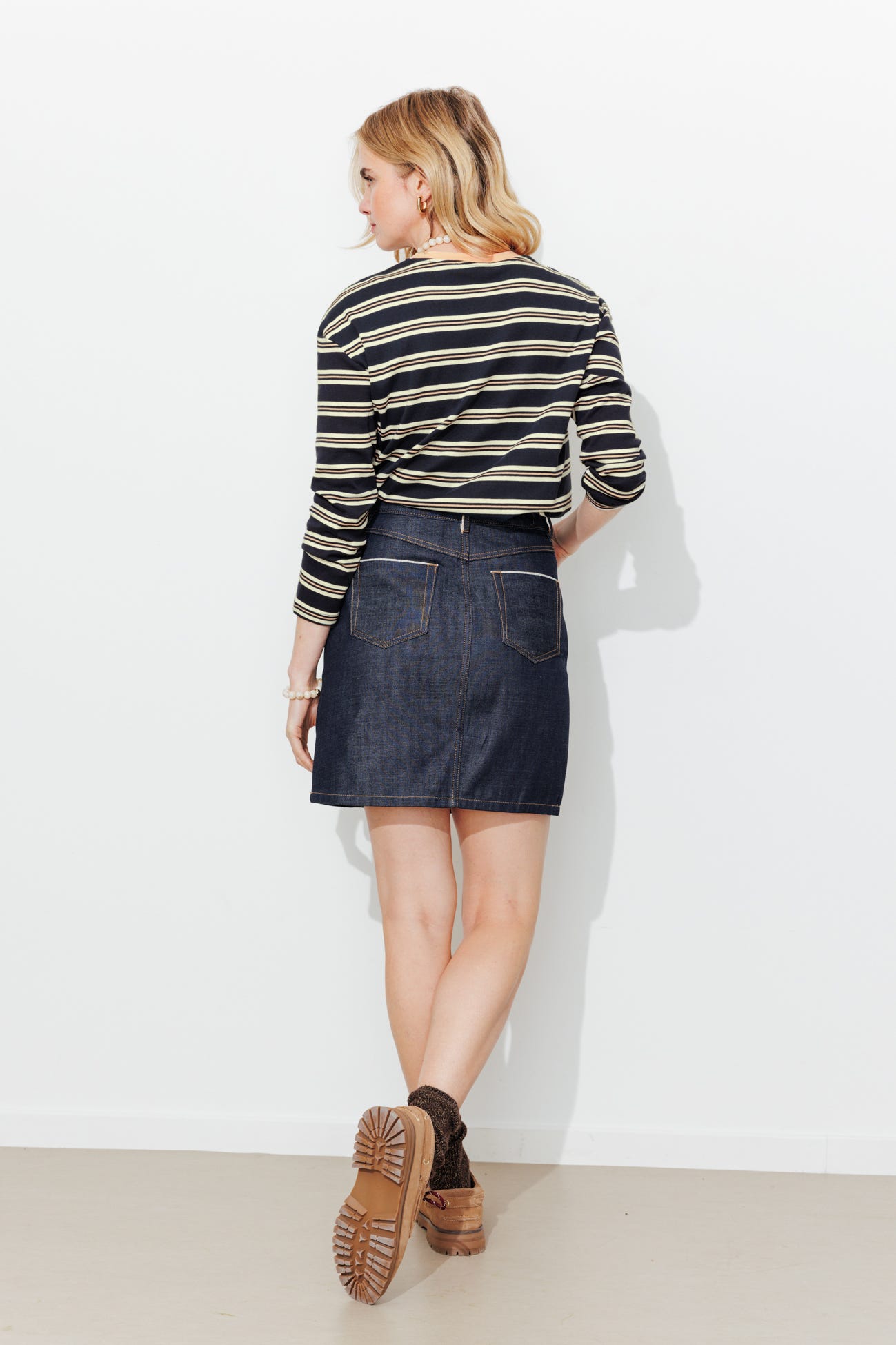 T-shirt rayé col rond Femme