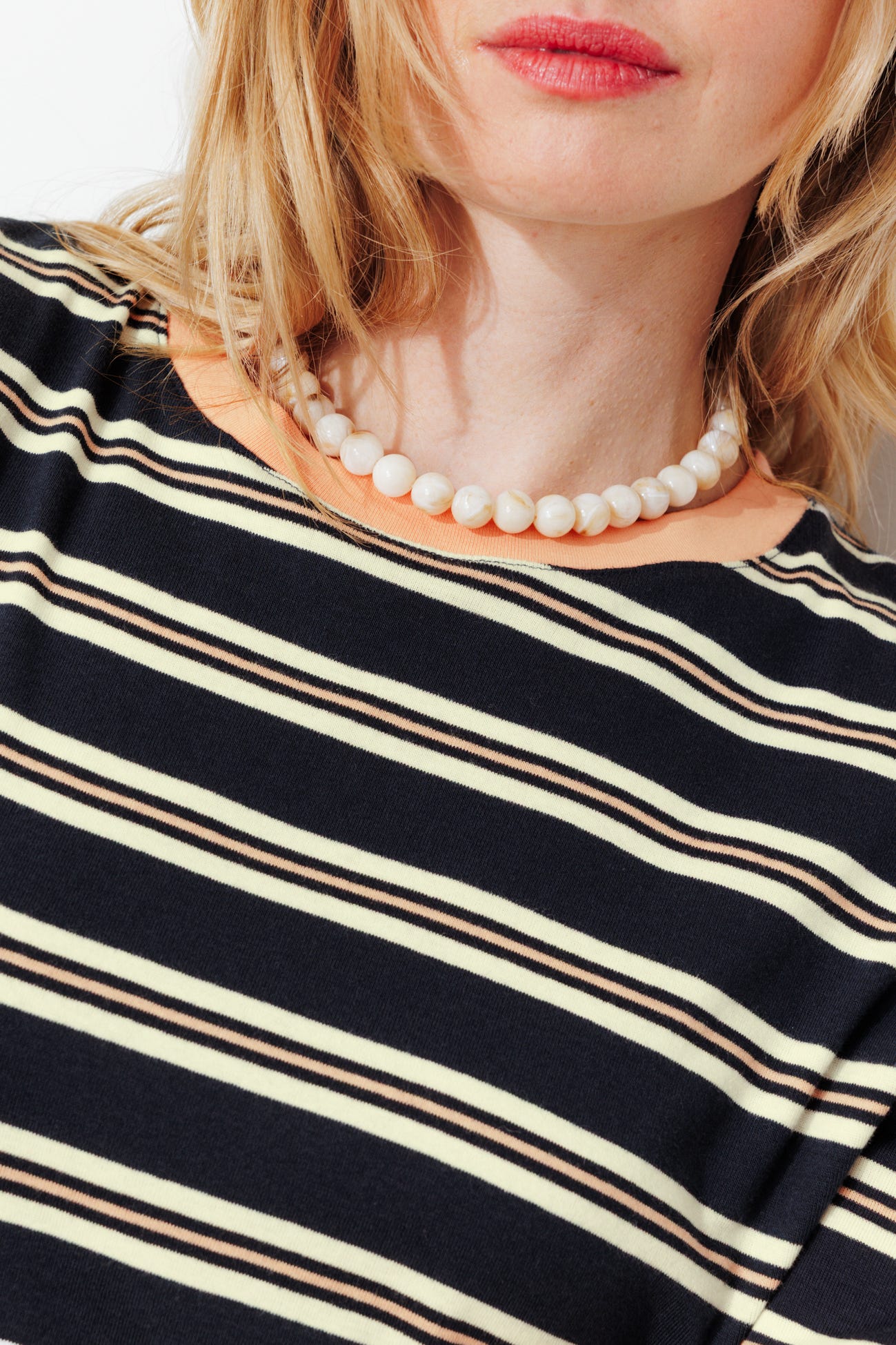 T-shirt rayé col rond Femme