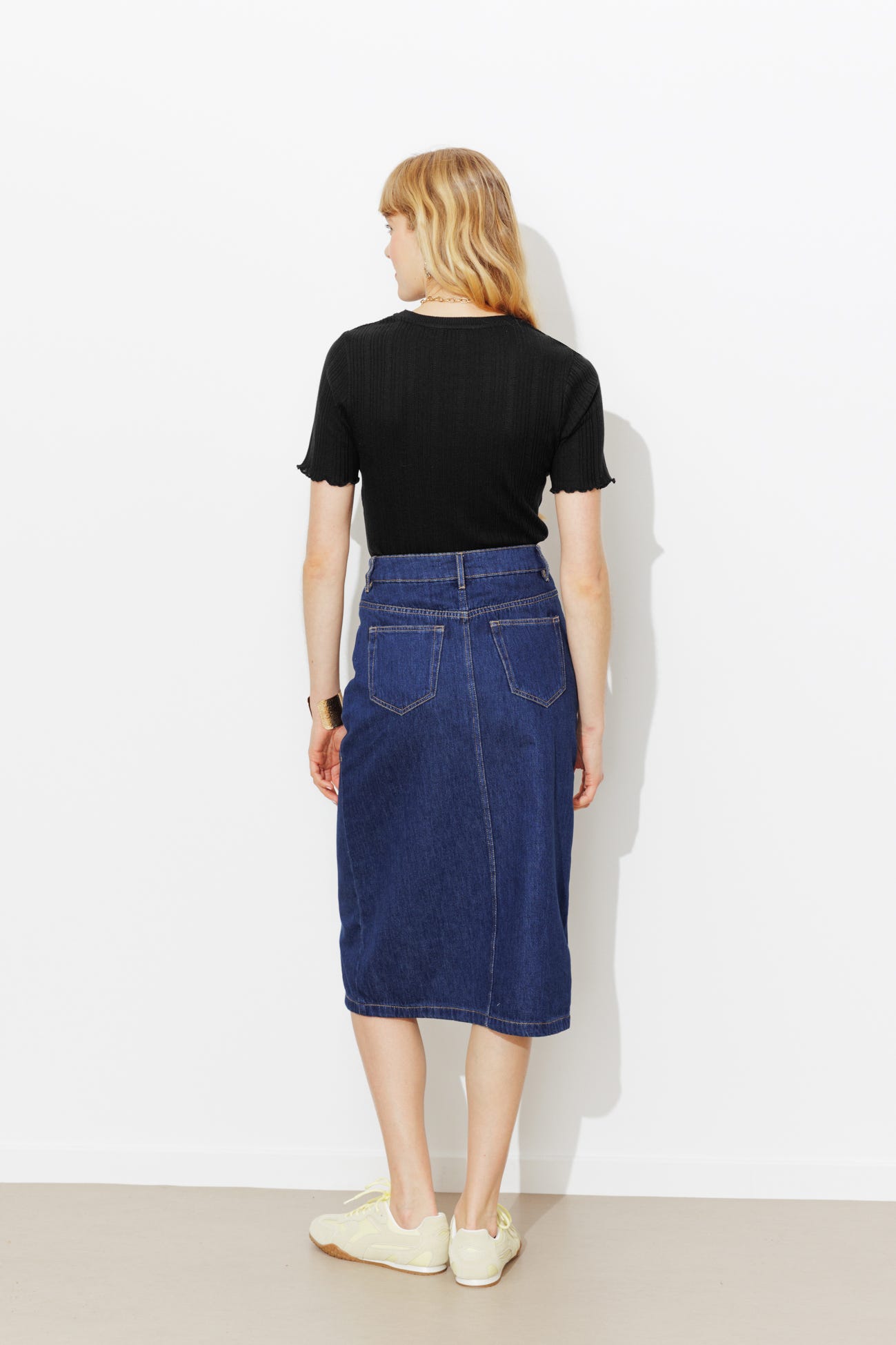 T-shirt côtelé ajouré Femme