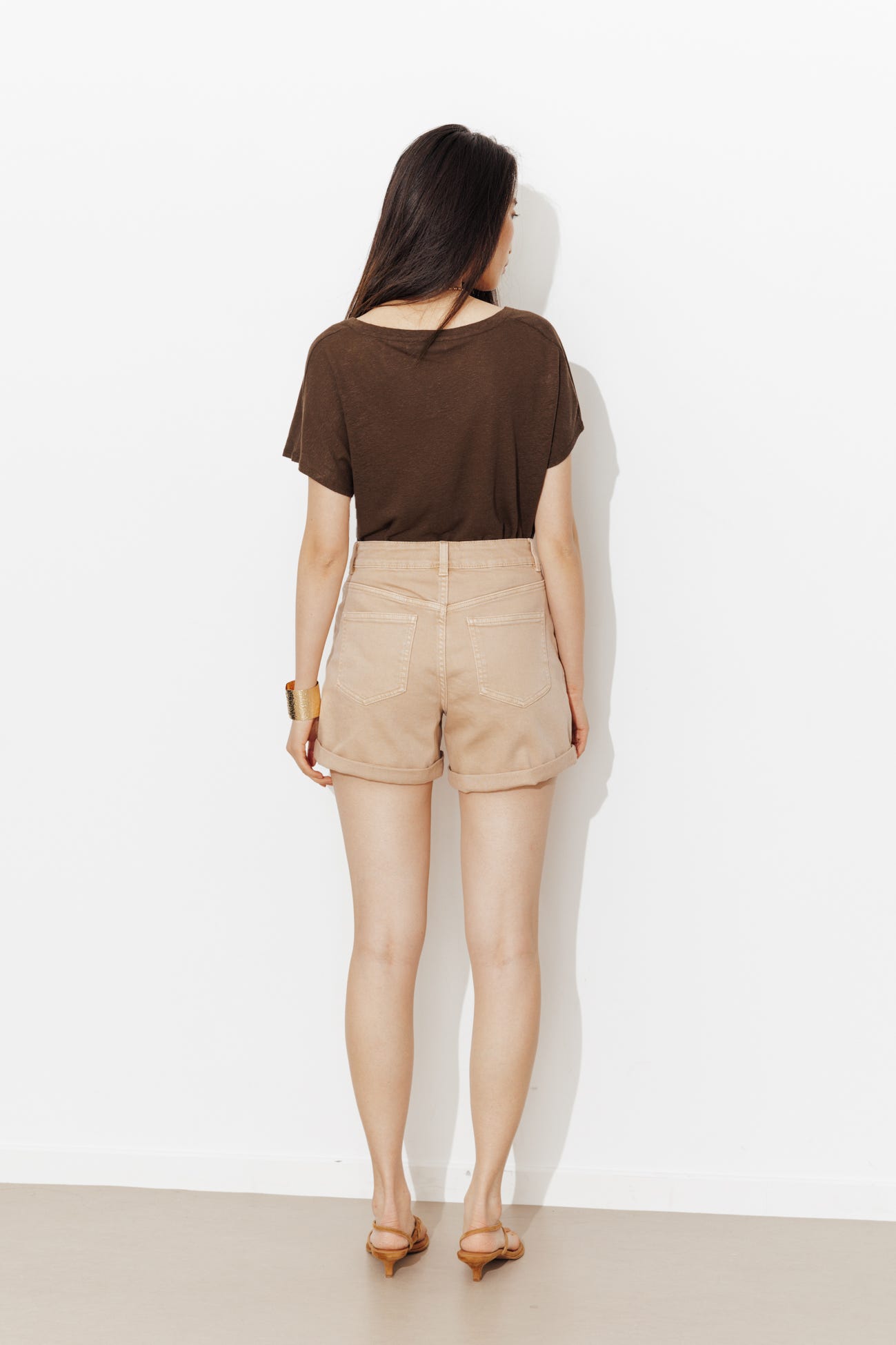 T-shirt uni col V Femme