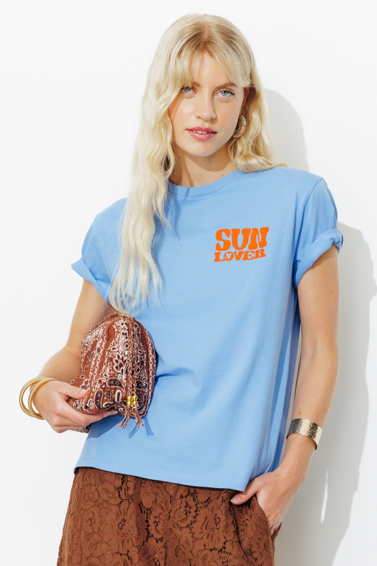 T-shirt à message "sun lover"