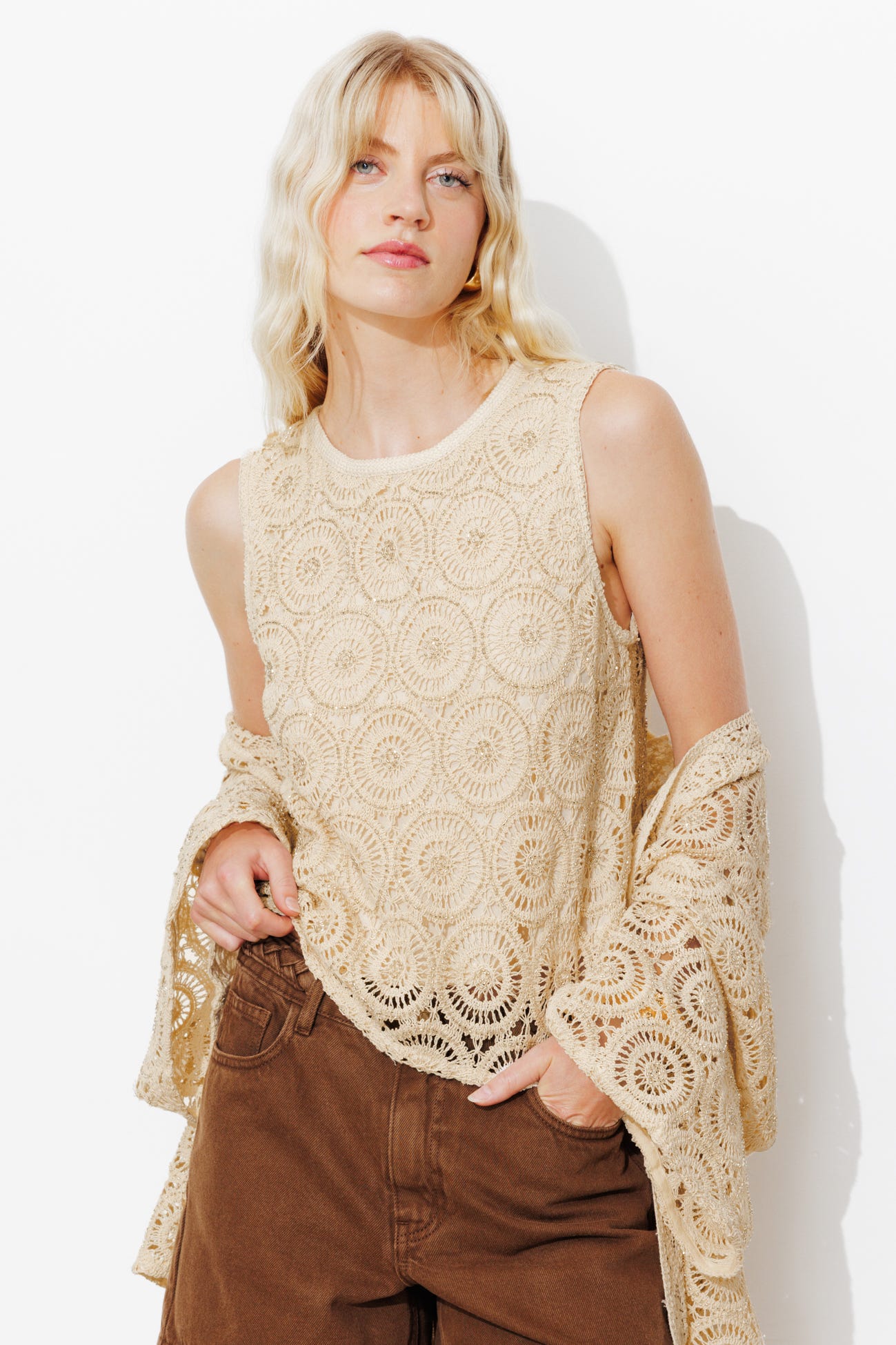 Top en crochet perlé Femme