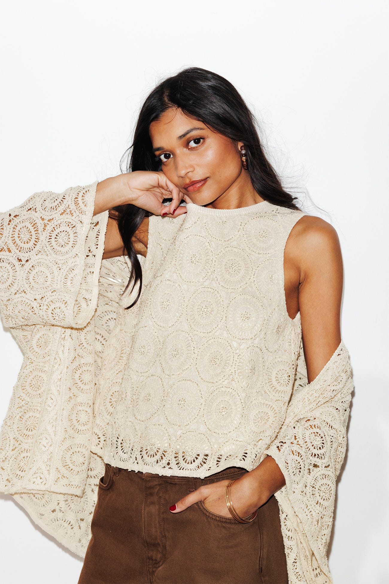 Top en crochet perlé Femme