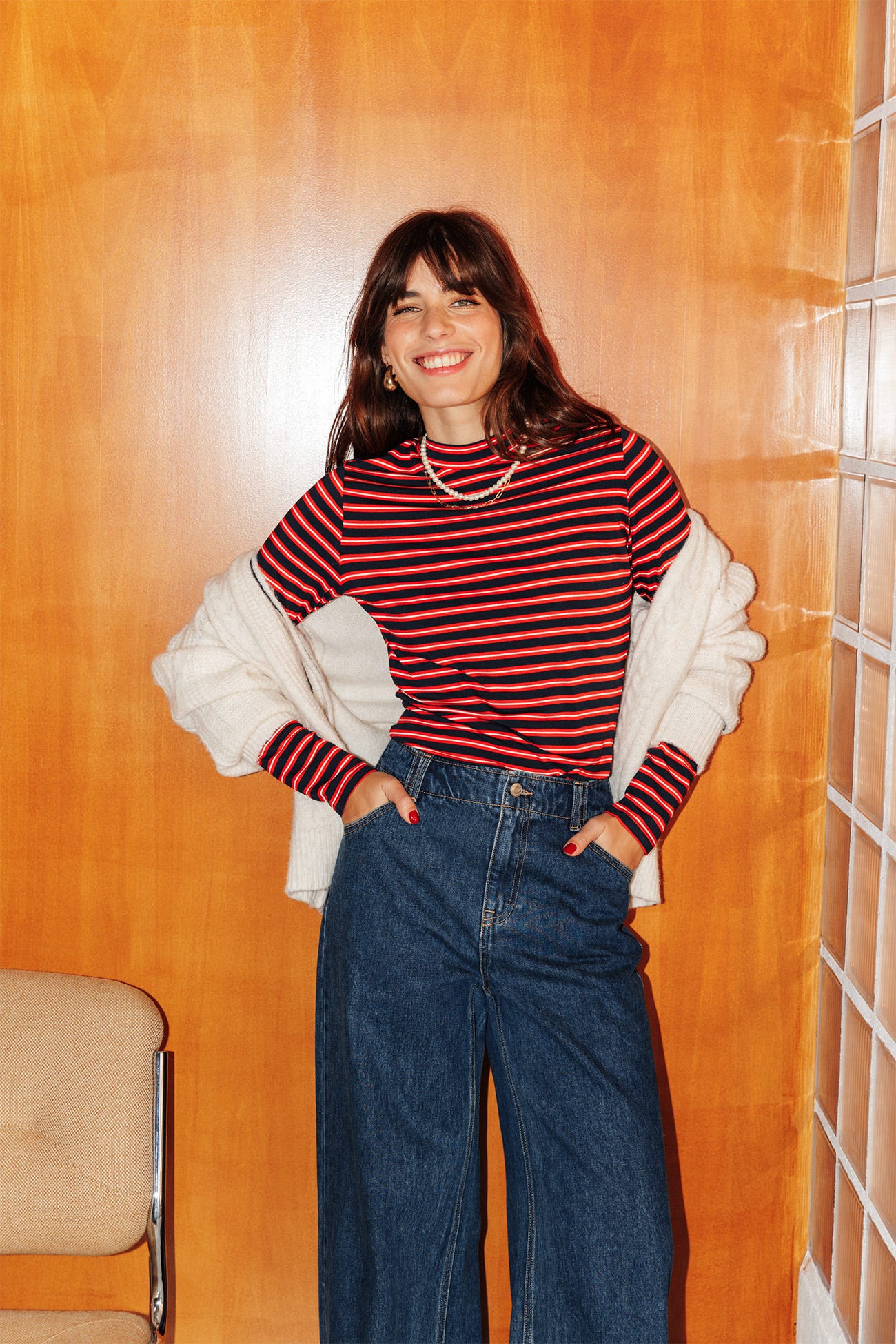 Ringelshirt mit Stehkragen