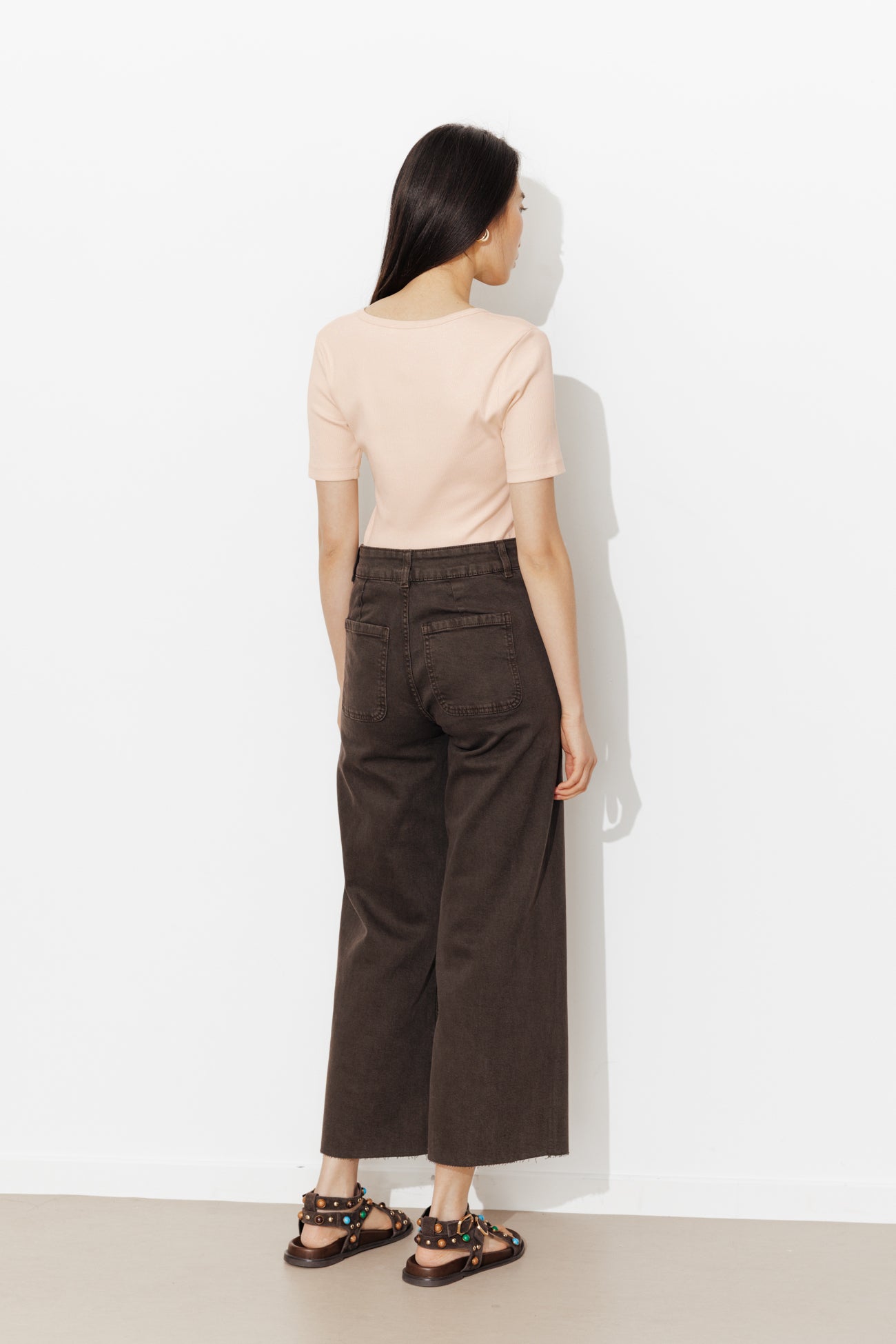 Ribbed jersey t-shirt - Beige