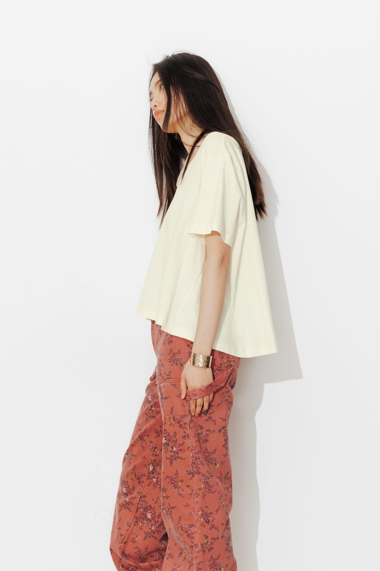 T-shirt évasé col irisé