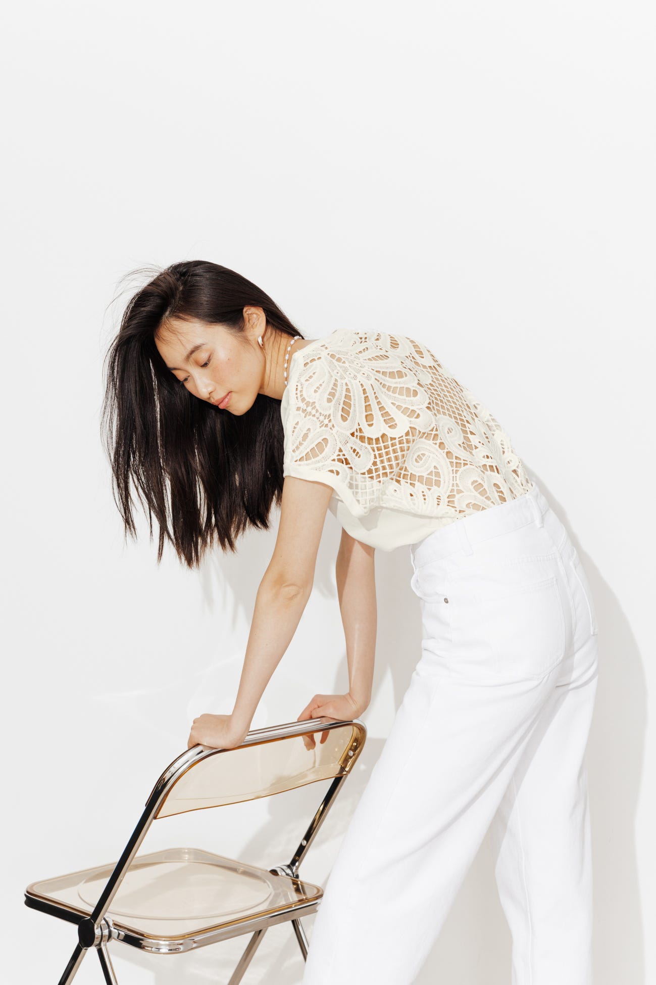 T-shirt dos en guipure Femme