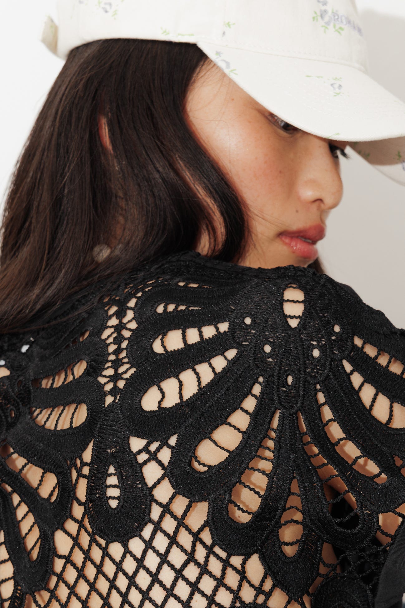 T-shirt dos en guipure Femme